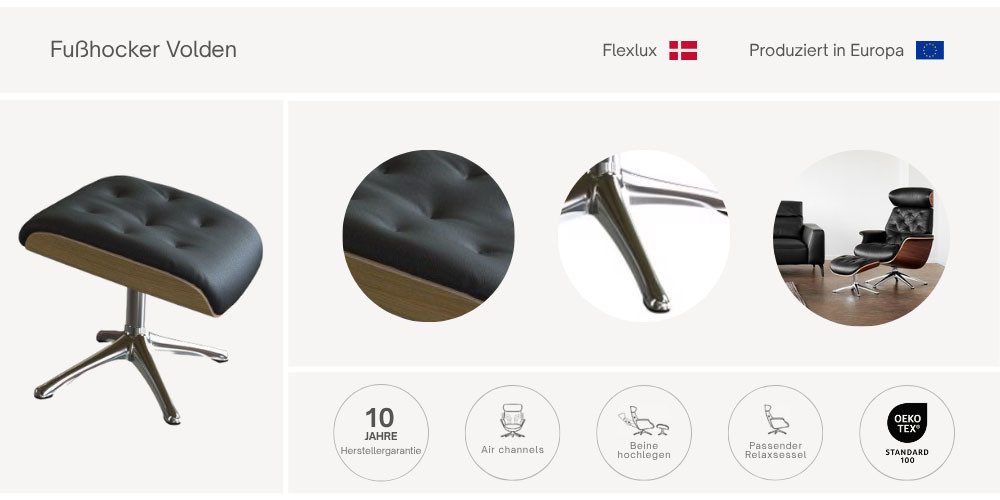 FLEXLUX Voetenbankje Volden Beensteun, onderhoudsvriendelijk, Scandinavisch design, hoog comfort
