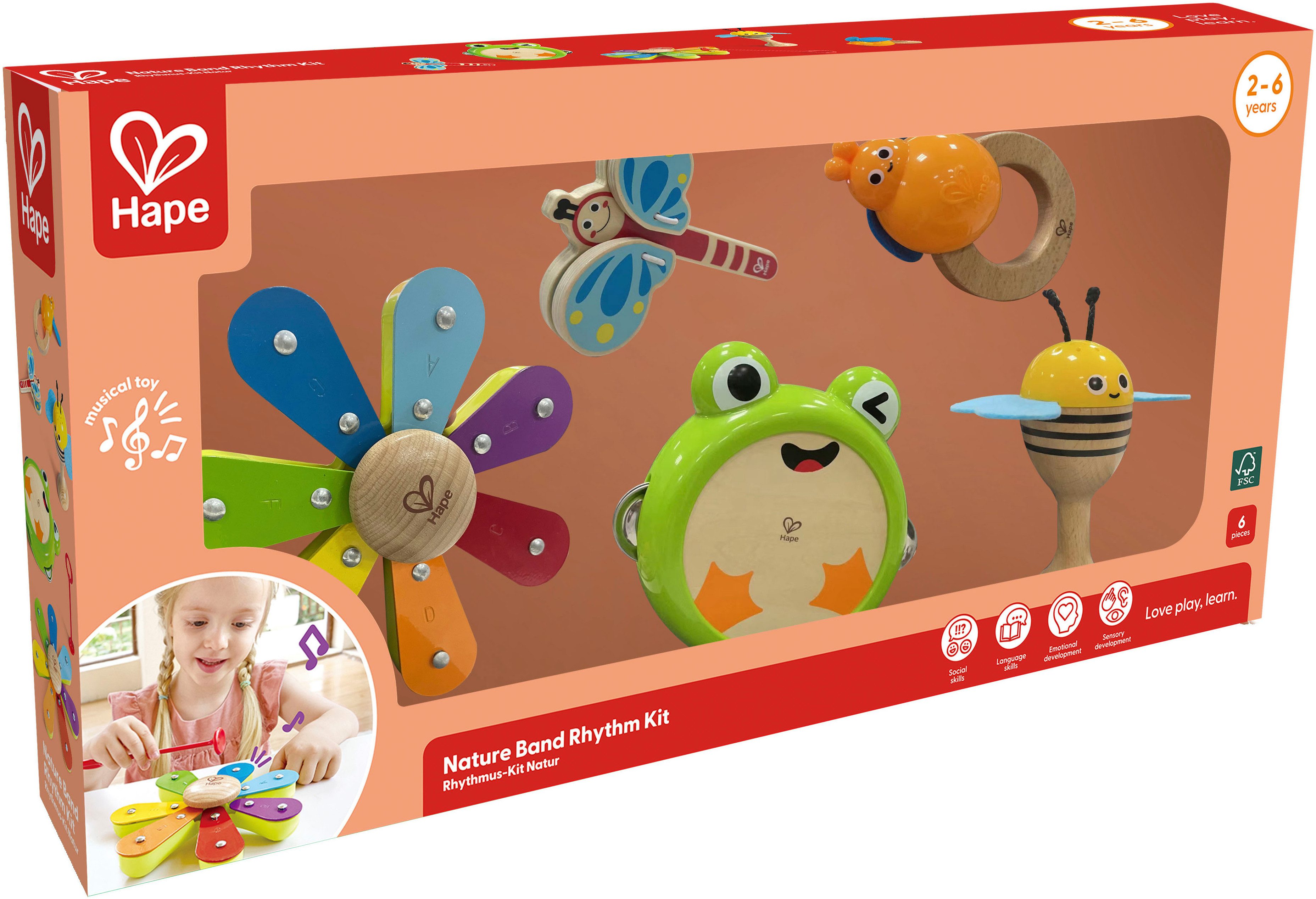 Hape Speelgoed-muziekinstrument Ritme-kit ecru (set)