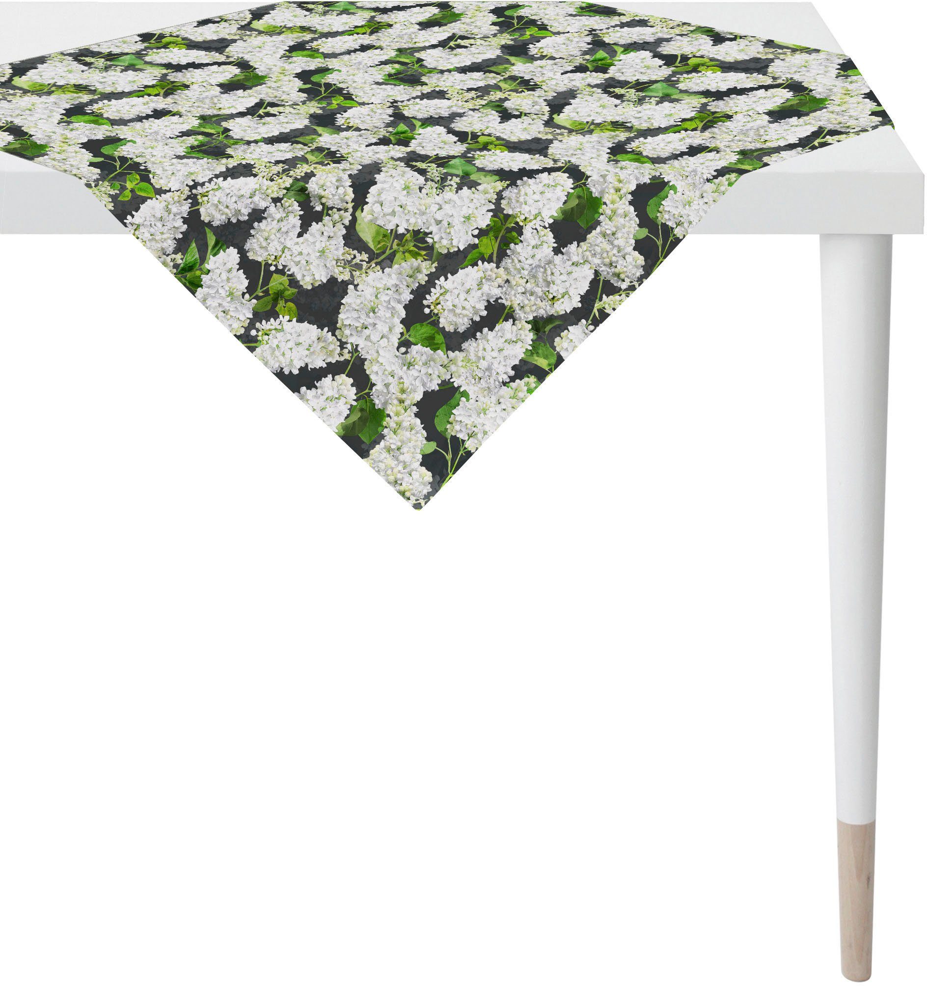 APELT Topkleedje 6820 SPRINGTIME, Lente-decoratie, Lente met bloemenmotief, digitale print, lila all-over (1 stuk) tafelkleden maat 100 cm x 100 cm