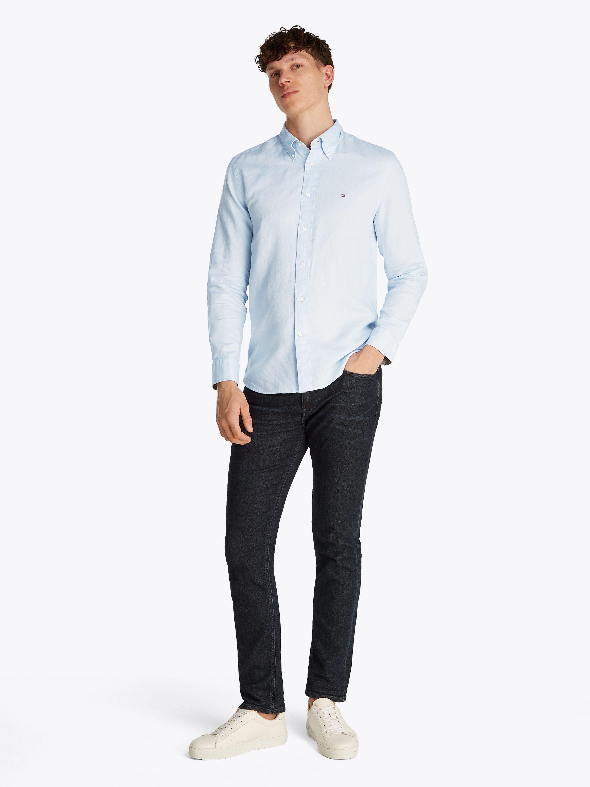 Tommy Hilfiger Overhemd met lange mouwen LINEN BLEND SOLID RF SHIRT