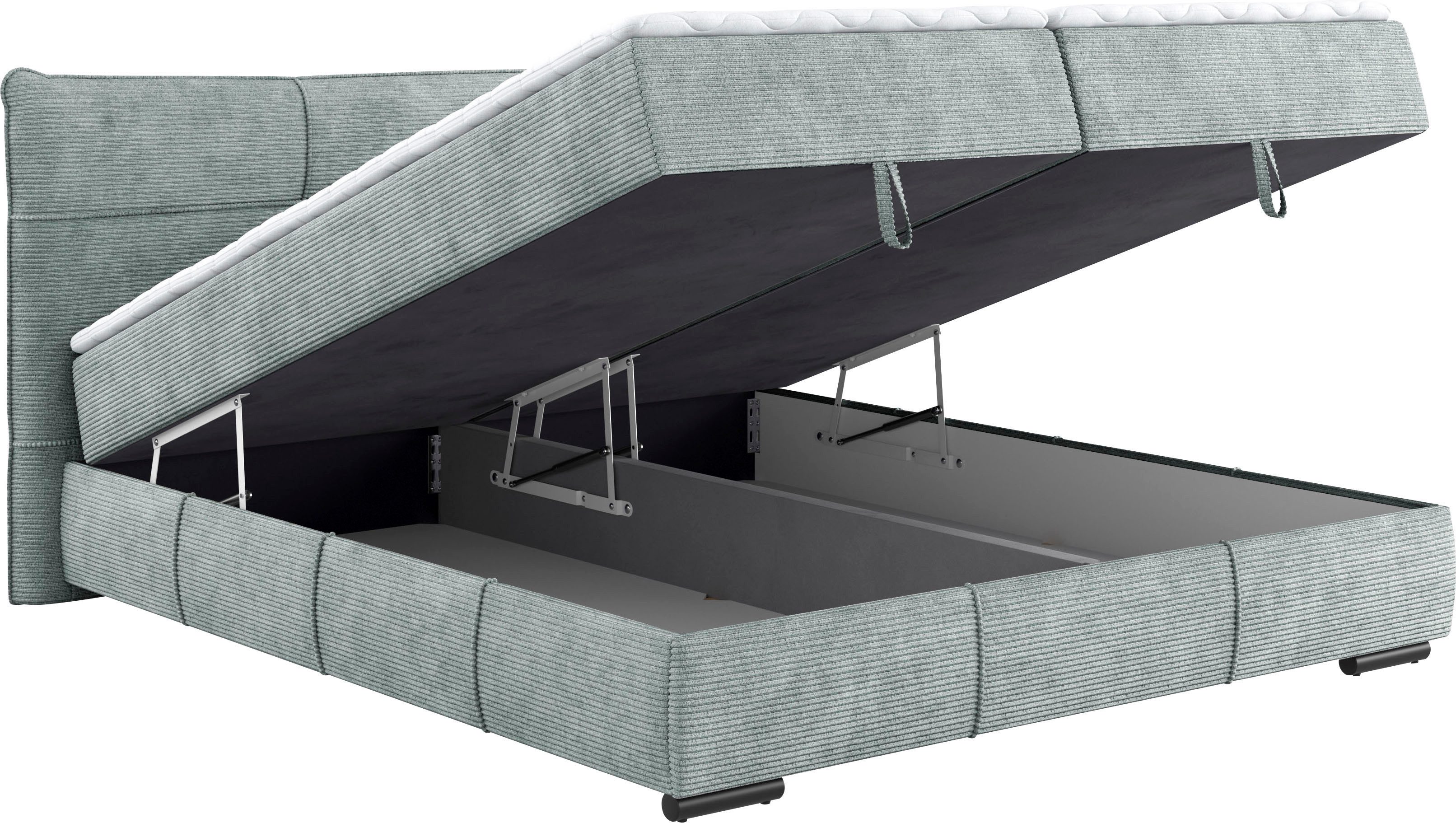 Mr. Couch Boxspring Brewdley met bedkist, incl. matras Topmatras en sierkussen, in verschillende hardheden beschikbaar