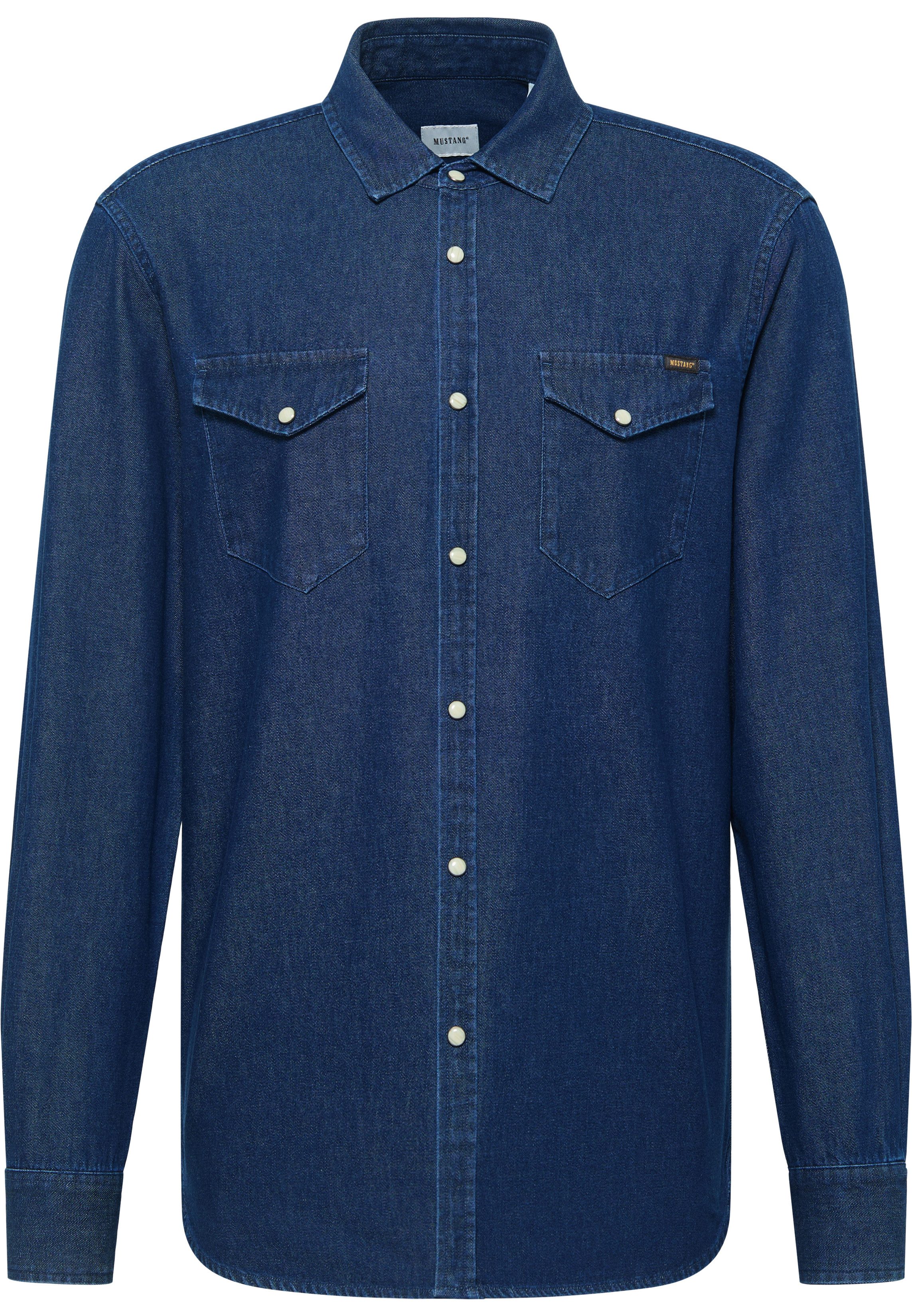 MUSTANG Overhemd met lange mouwen Style Duver Jeanslook met aangebrachte borstzakken