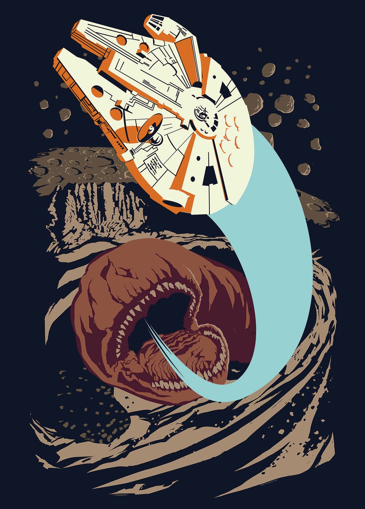Komar Wanddecoratie Star Wars Classic Vector Asteroid Worm Wanddecoratie voor de kinderkamer - zonder lijst (1 stuk)