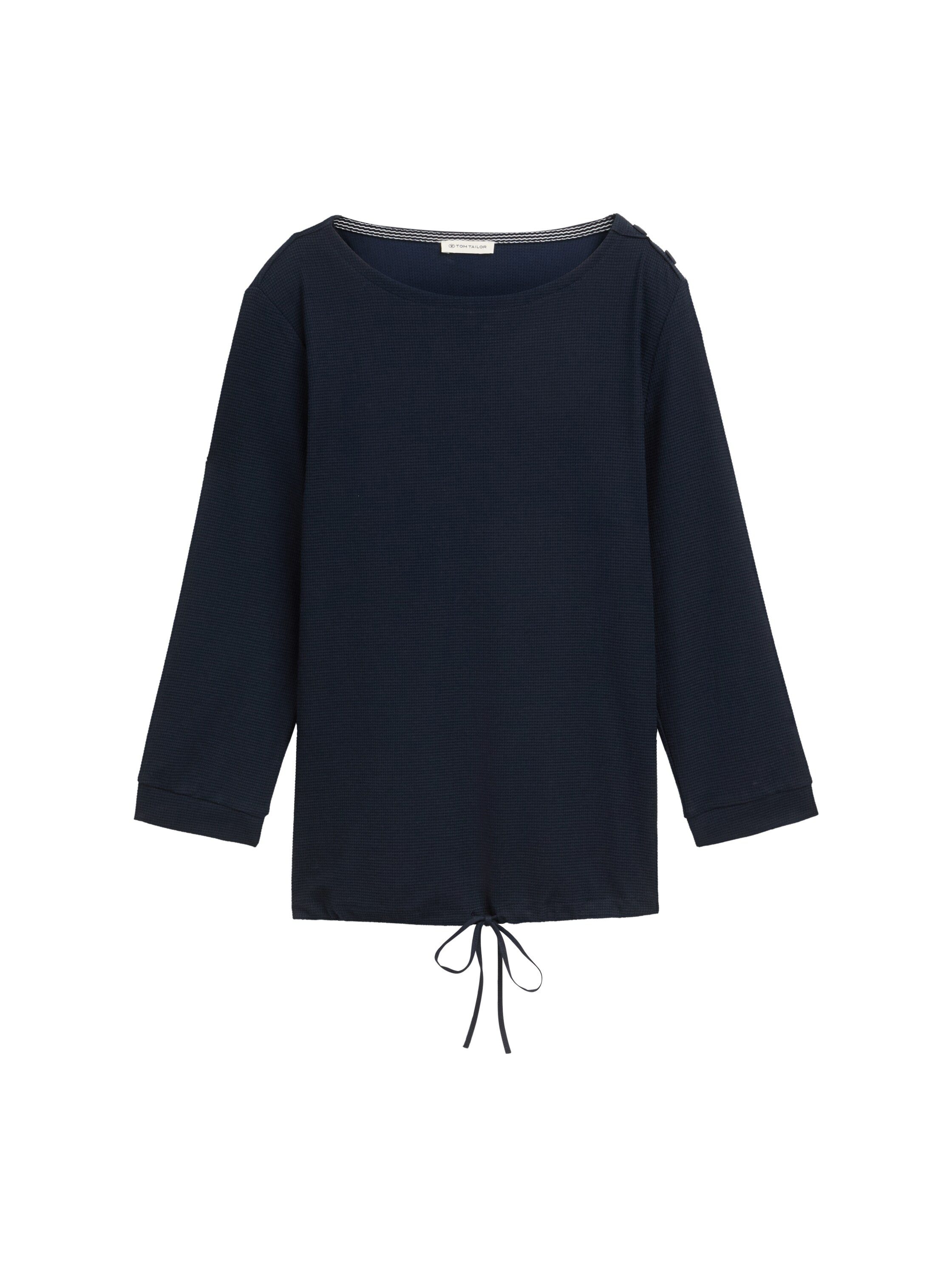 Tom Tailor Shirt met 3/4 mouwen met een rijgkoord bij de zoom