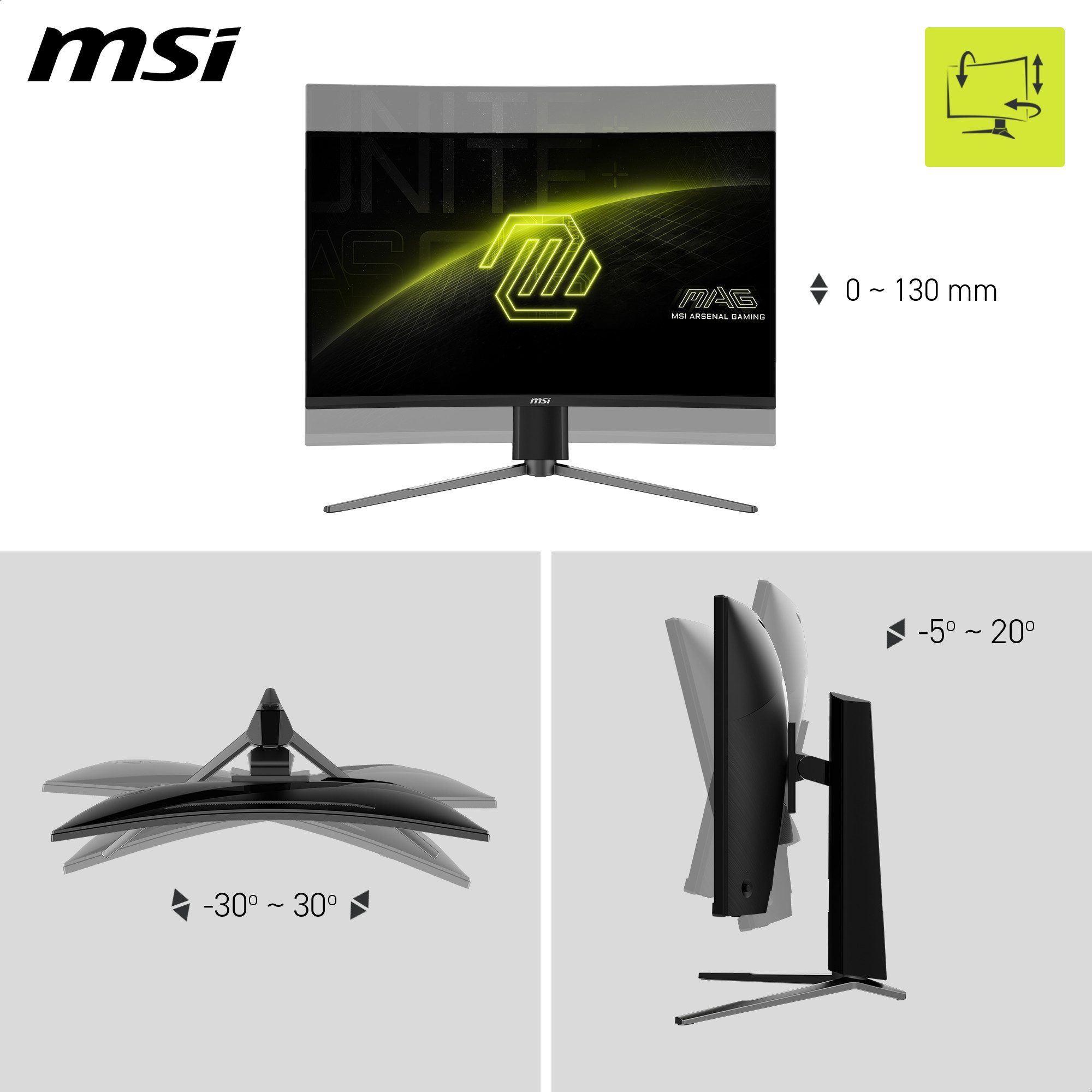 MSI Gaming-monitor MAG 276CPXF, 69 cm / 27", Full HD, 5-weg joystick navigatie