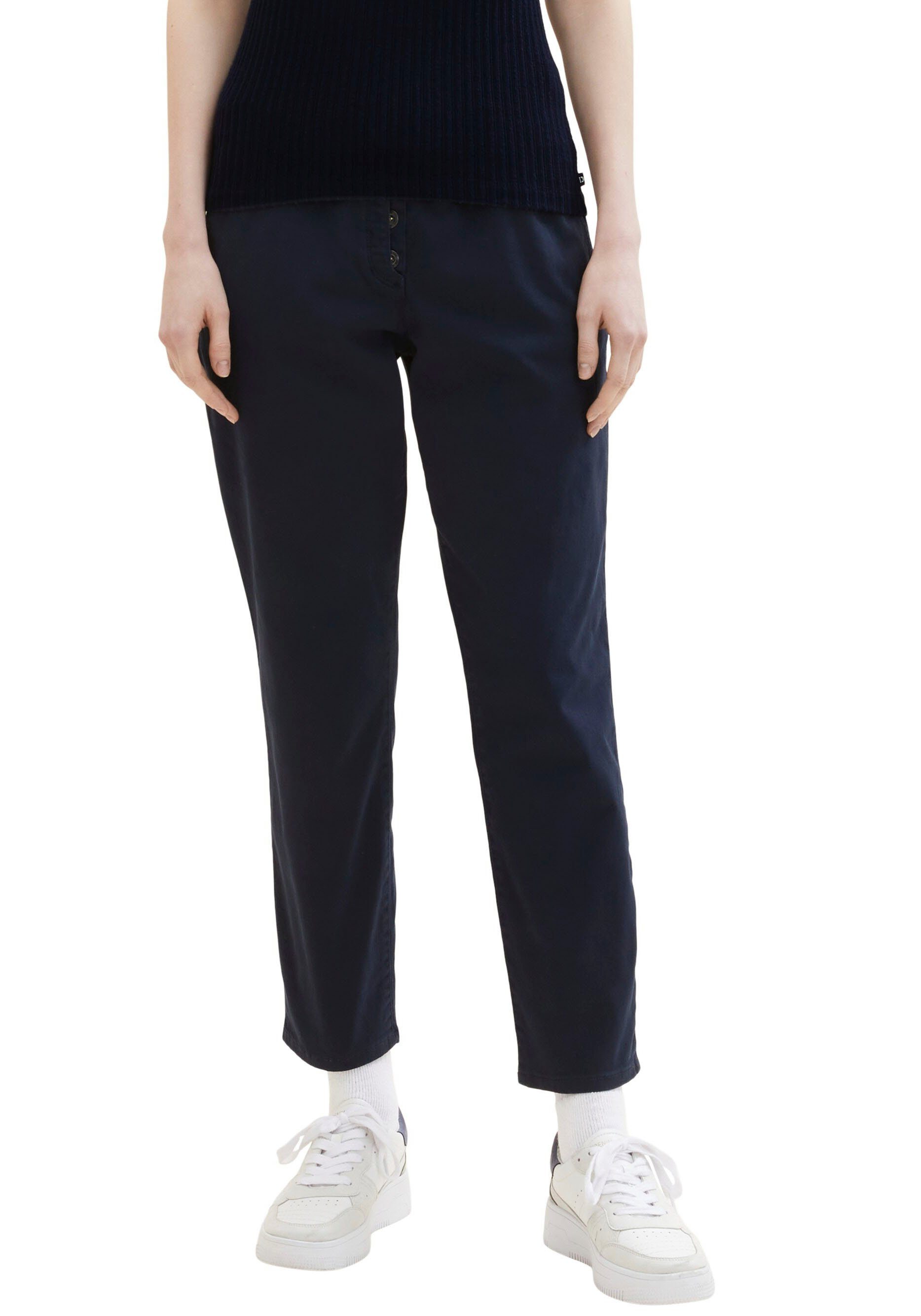 Tom Tailor 7/8-broek met riem en half verborgen knoopsluiting (set, 2-delig, Inclusief ceintuur)