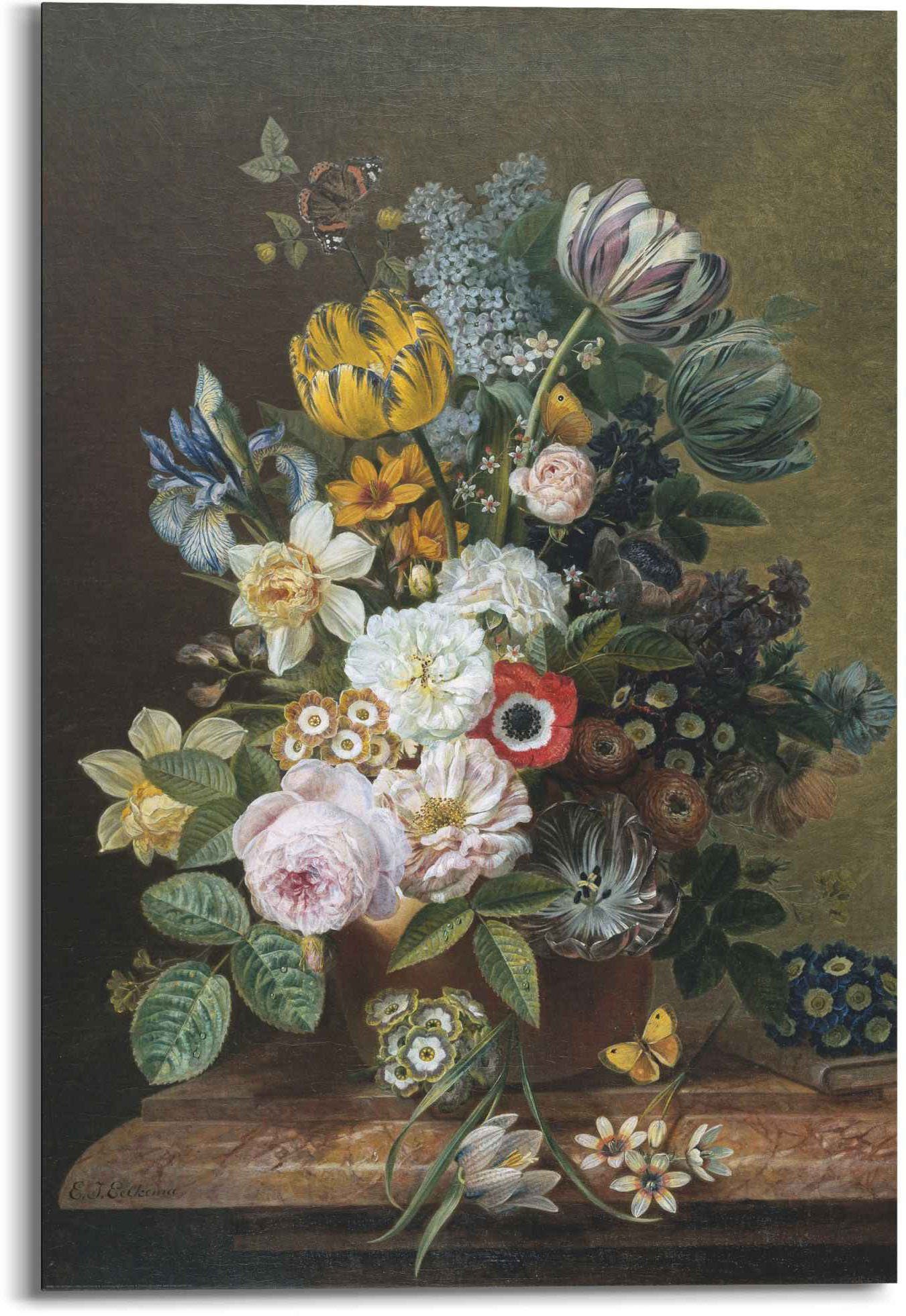 Reinders! Artprint stilleven met bloemen oude meester - bloemen - vlinder (1 stuk)