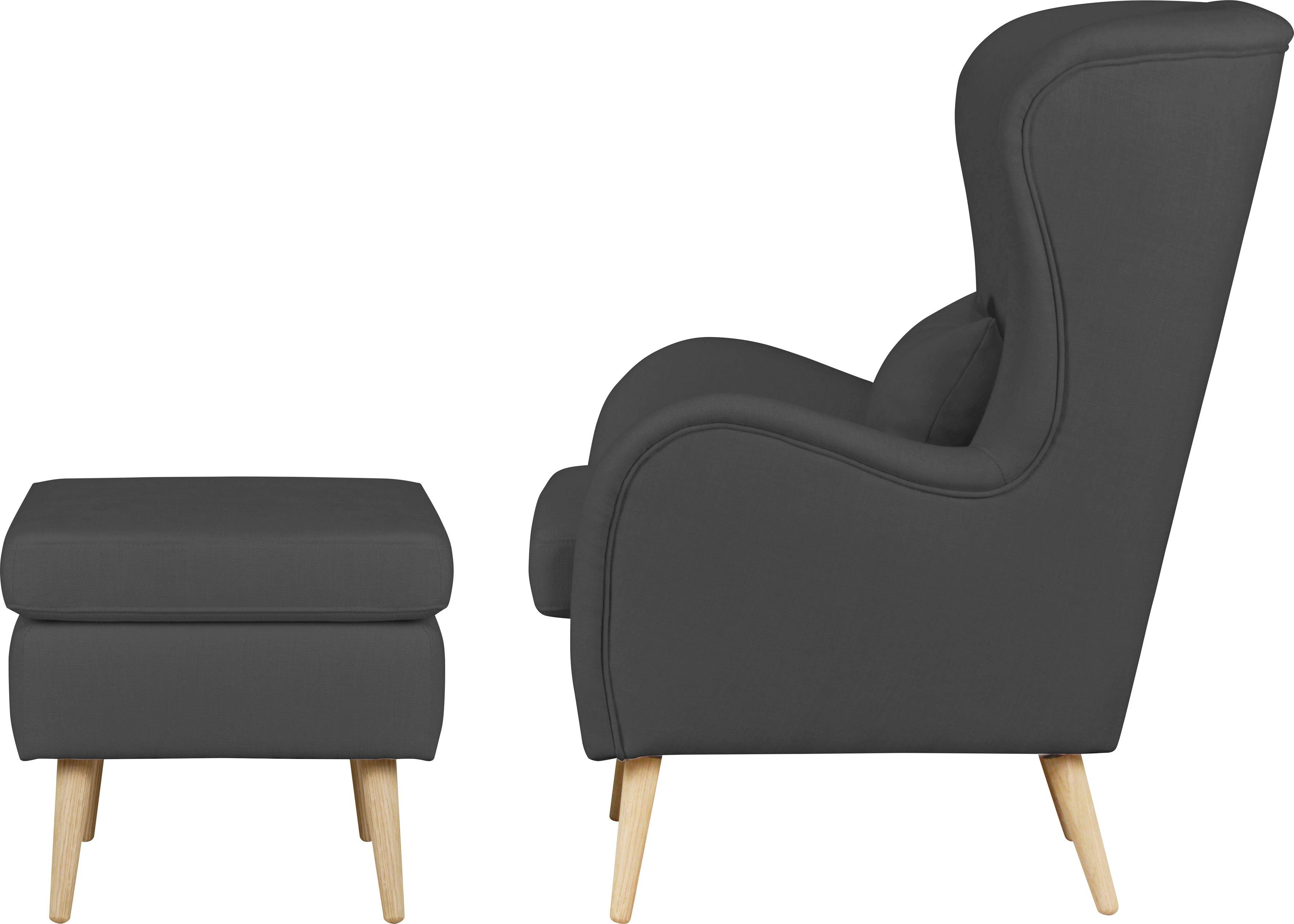 Guido Maria Kretschmer Home&Living Fauteuil Sallito, TV-stoel, oorfauteuil met Hocker, in veel stofkwaliteiten, ook in fluweelcord