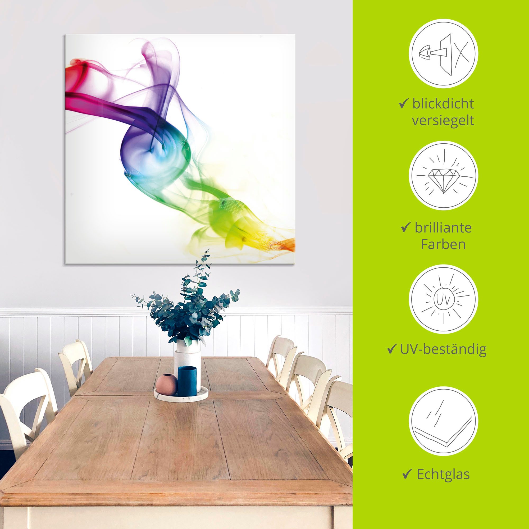 Artland Print op glas Rook - abstract in verschillende maten