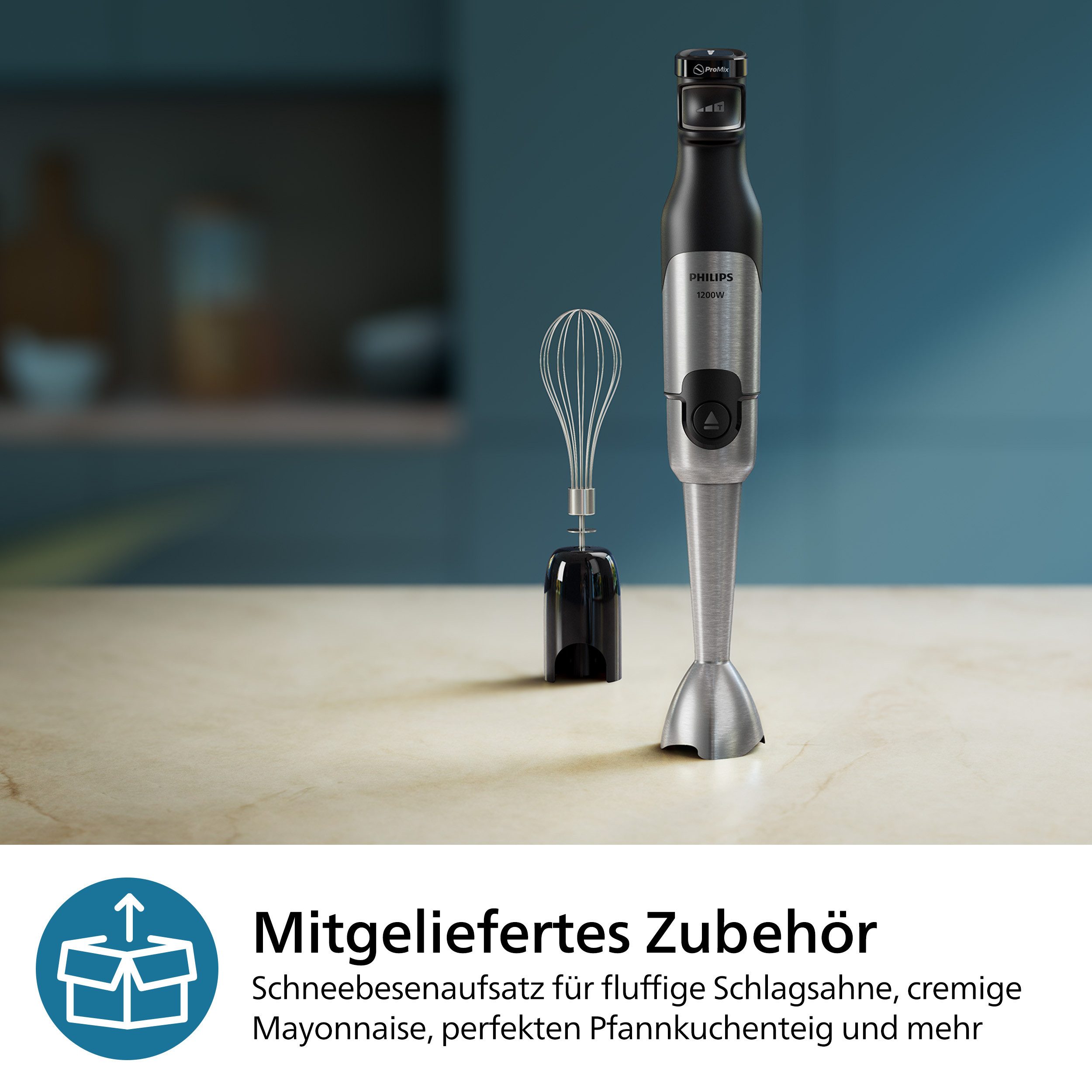 Philips Staafmixer HR2682/00 5000 Series, met ProMix-technologie Beker en garde-opzetstuk, roestvrij staal/zwart