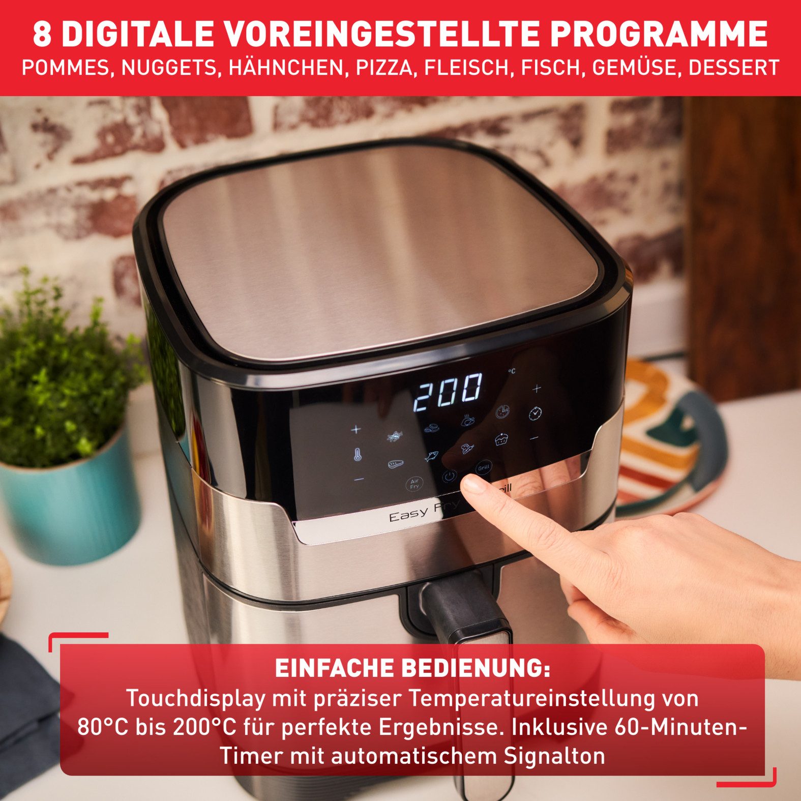 Tefal Friteuse Easy Fry & Grill Deluxe Heteluchtfriteuse & grill, display, 4,2 L, 8 kookprogramma's, EY505D