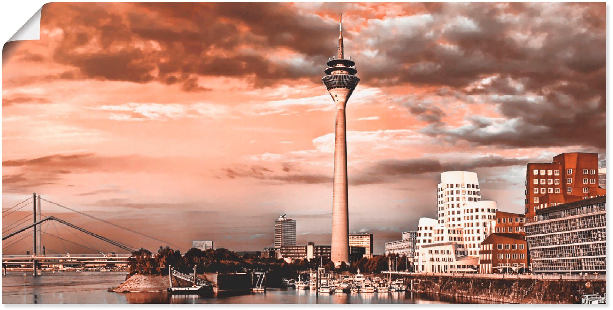 Artland Artprint Düsseldorf skyline III in vele afmetingen & productsoorten -artprint op linnen, poster, muursticker / wandfolie ook geschikt voor de badkamer (1 stuk)