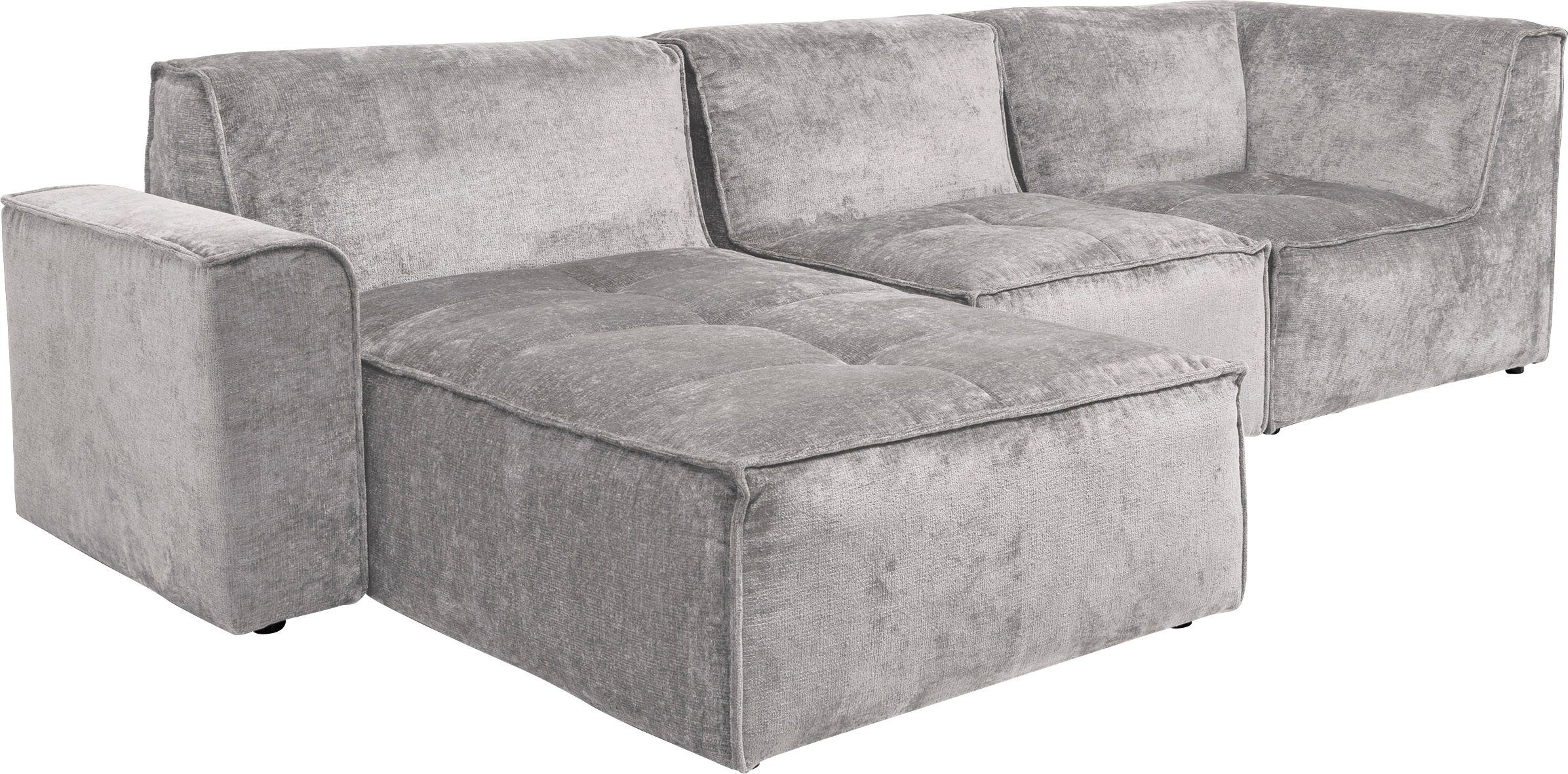 RAUM.ID Hoekbank Monolid L-vorm Afzonderlijke module voor combinatie op maat, bekleding in teddy-look (4-delig)