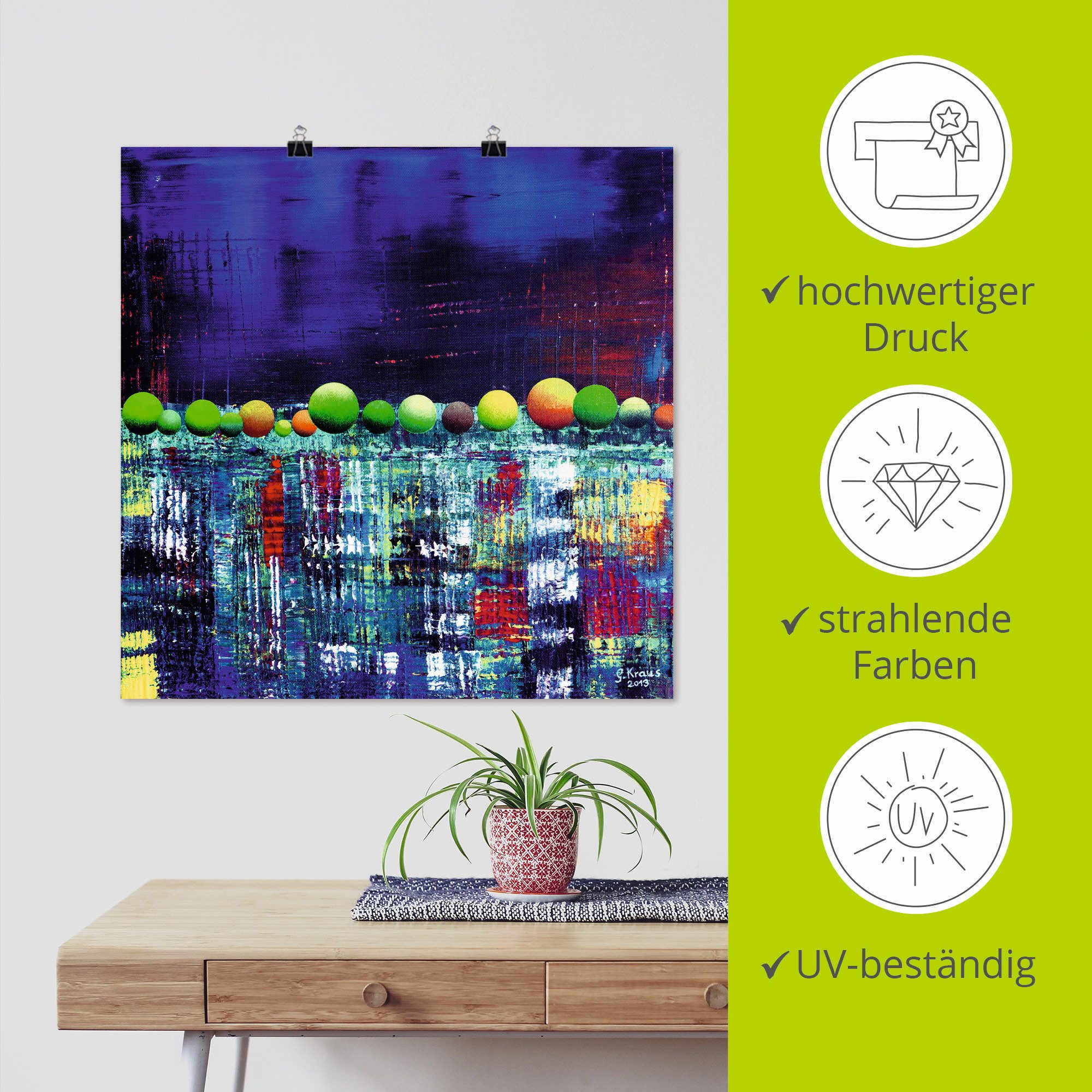 Artland Artprint Spiegelingen in East river Manhattan als artprint van aluminium, artprint op linnen, muursticker of poster in verschillende maten