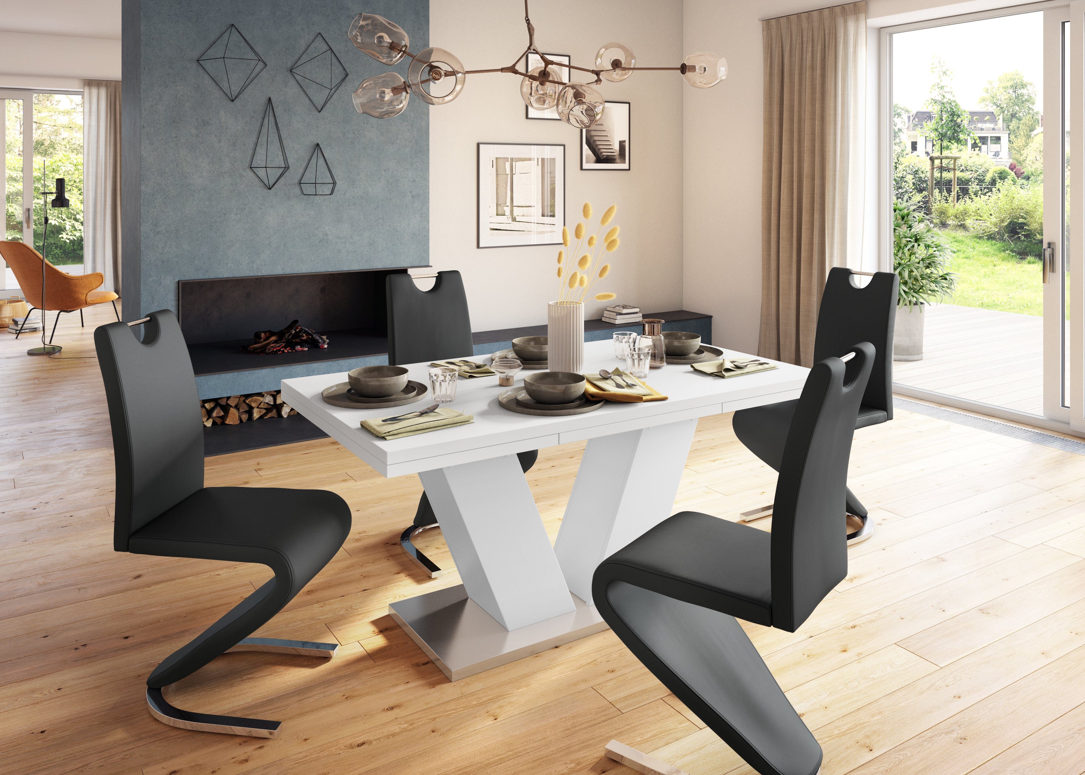 Homexperts Eetkamerstoel Zora 02 Bekleding in imitatieleer, rugleuning met handgreep voor eenvoudig terugtrekken (set, 2 stuks)