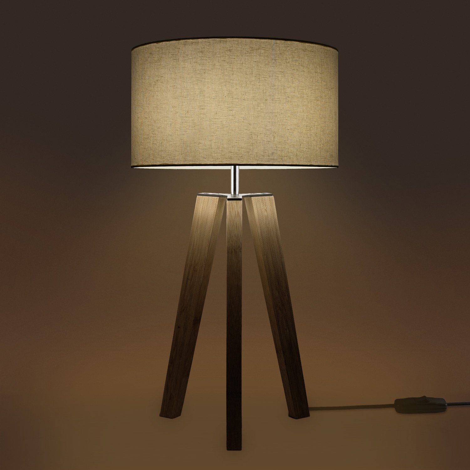 Paco Home Tafellamp Canvas uni Color Vloerlamp vintage voet LED lamp woonkamer Scandinavisch ontwerp E27