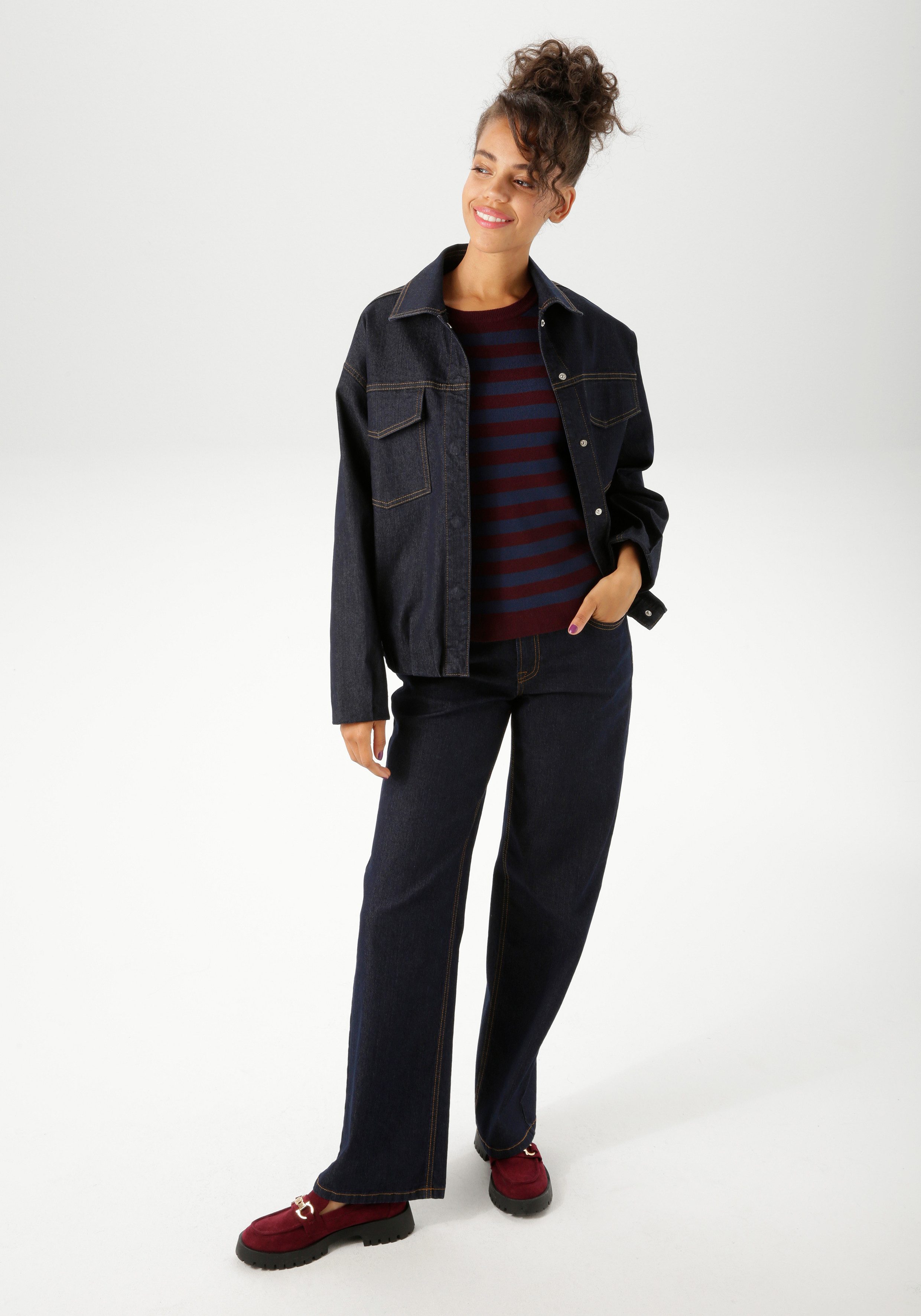 Aniston CASUAL Straight jeans met trendy wijd been