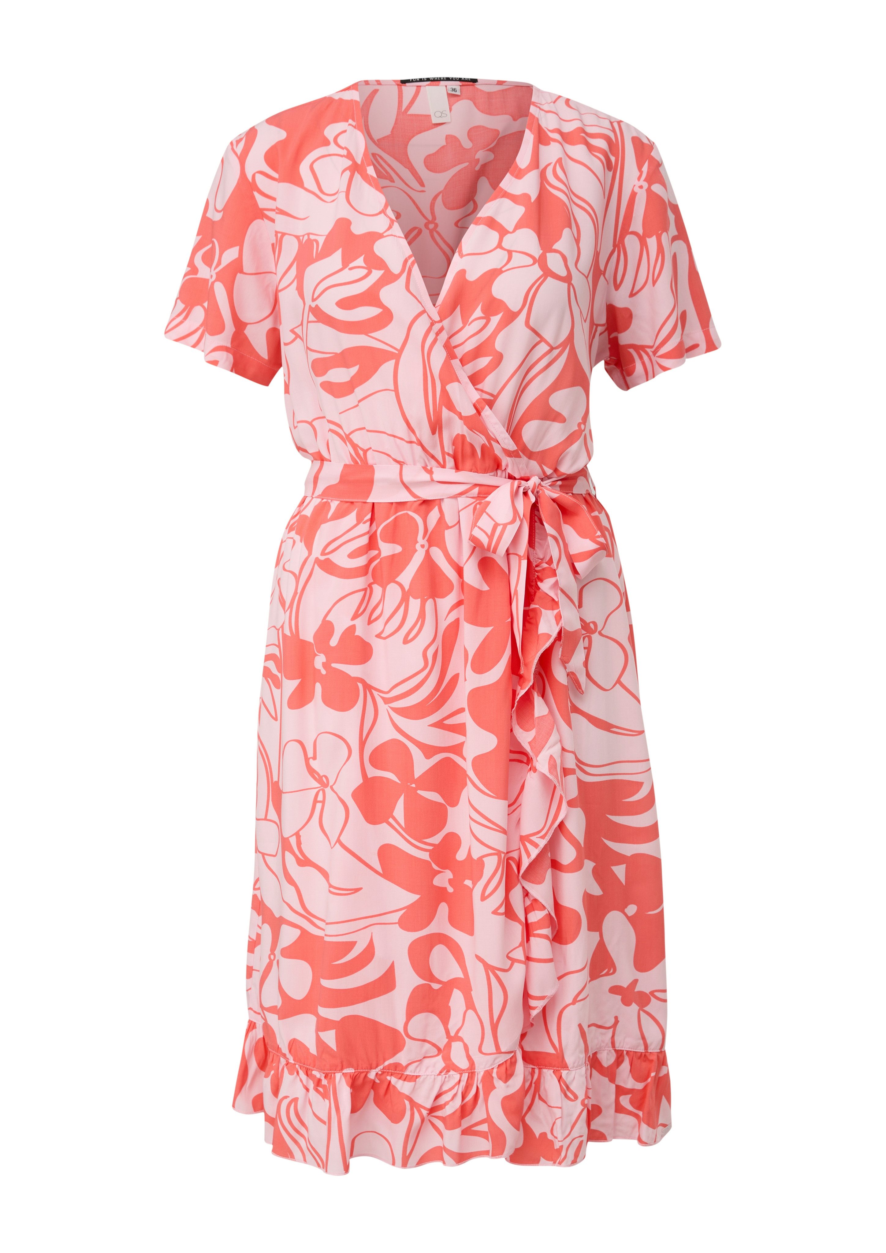 Q S designed by Midi-jurk met all-over print en bindstrik