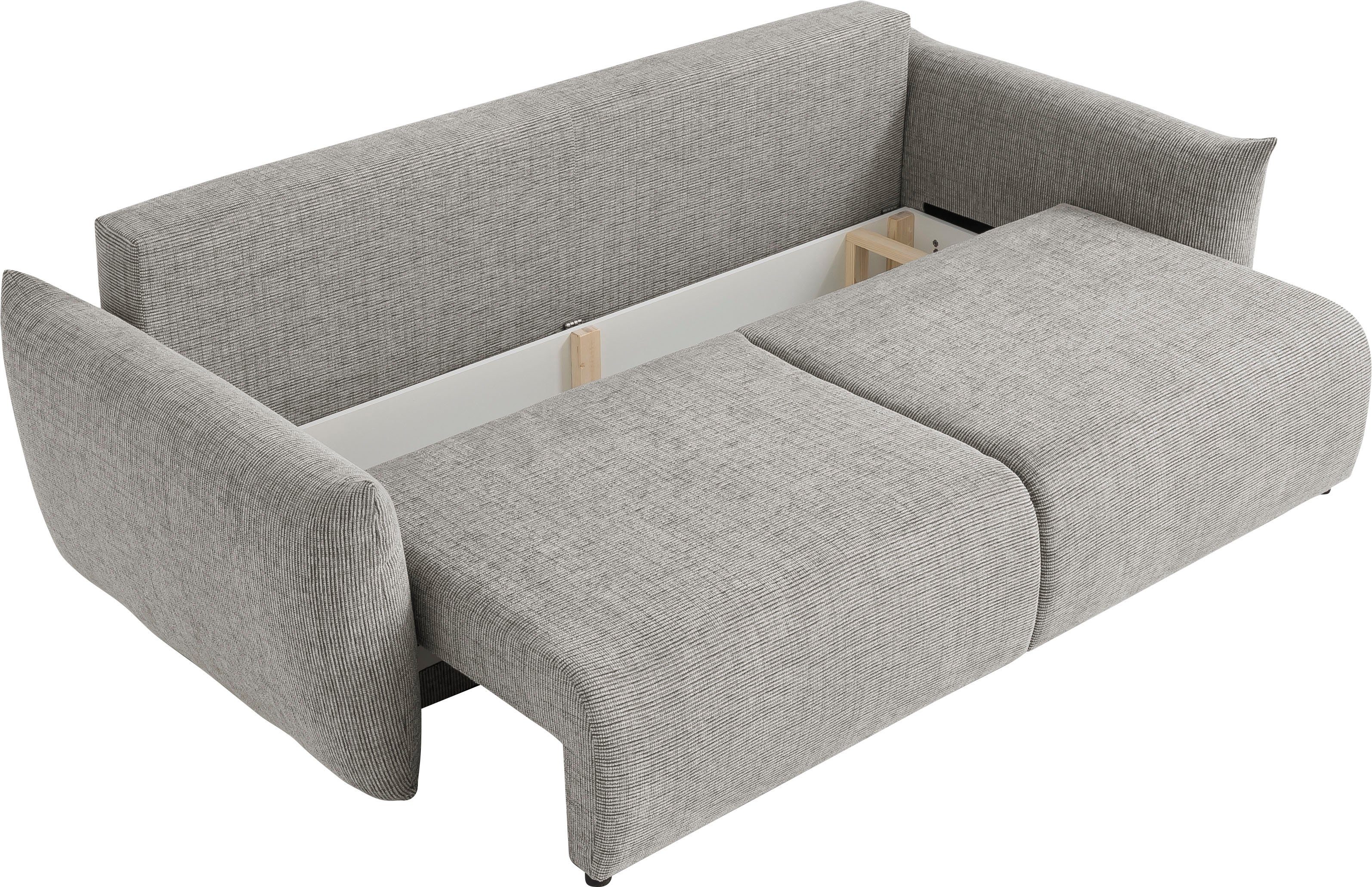 INOSIGN 3-zitsbank MAVAS slaapbank met bedlade ca. 240/108 cm (ligoppervlak 212/145 cm), ribfluweel, chenille, structuur