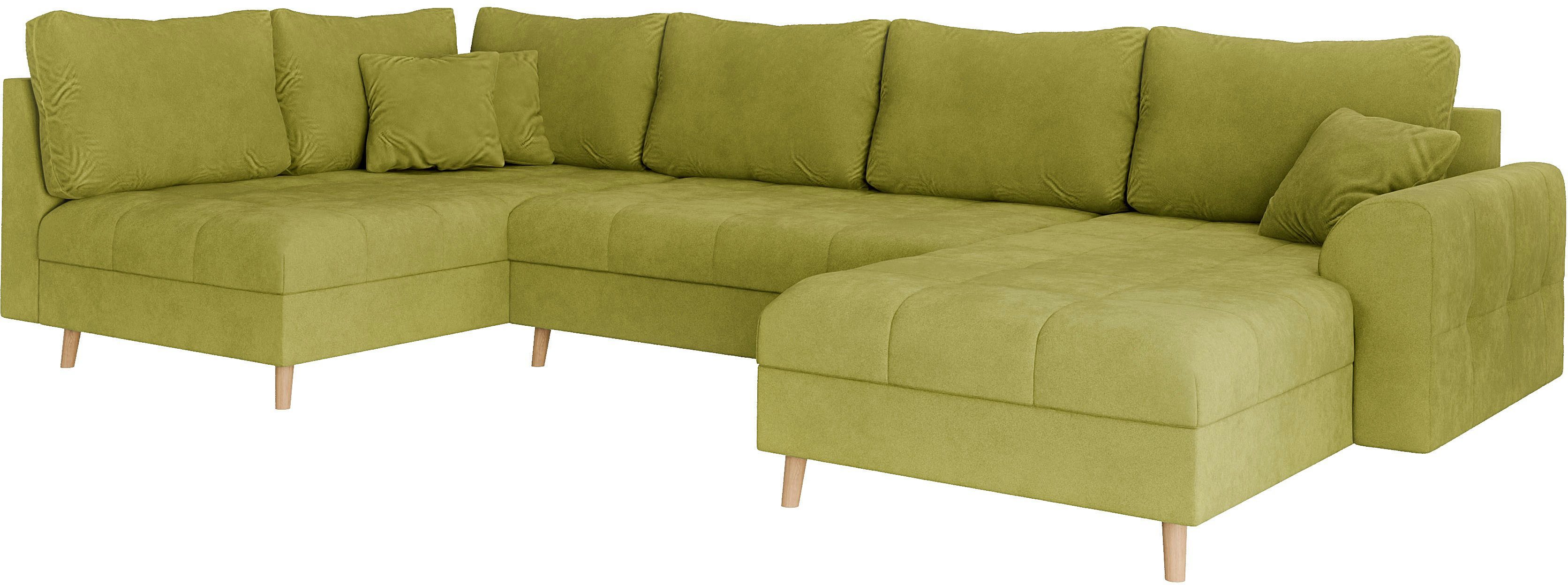 Home affaire Zithoek CHARRE U-vorm met ottomane, afmetingen B/D/H: 310/161/81 cm fijne stiksels, losse rug- en sierkussens, ook in cord en bouclé