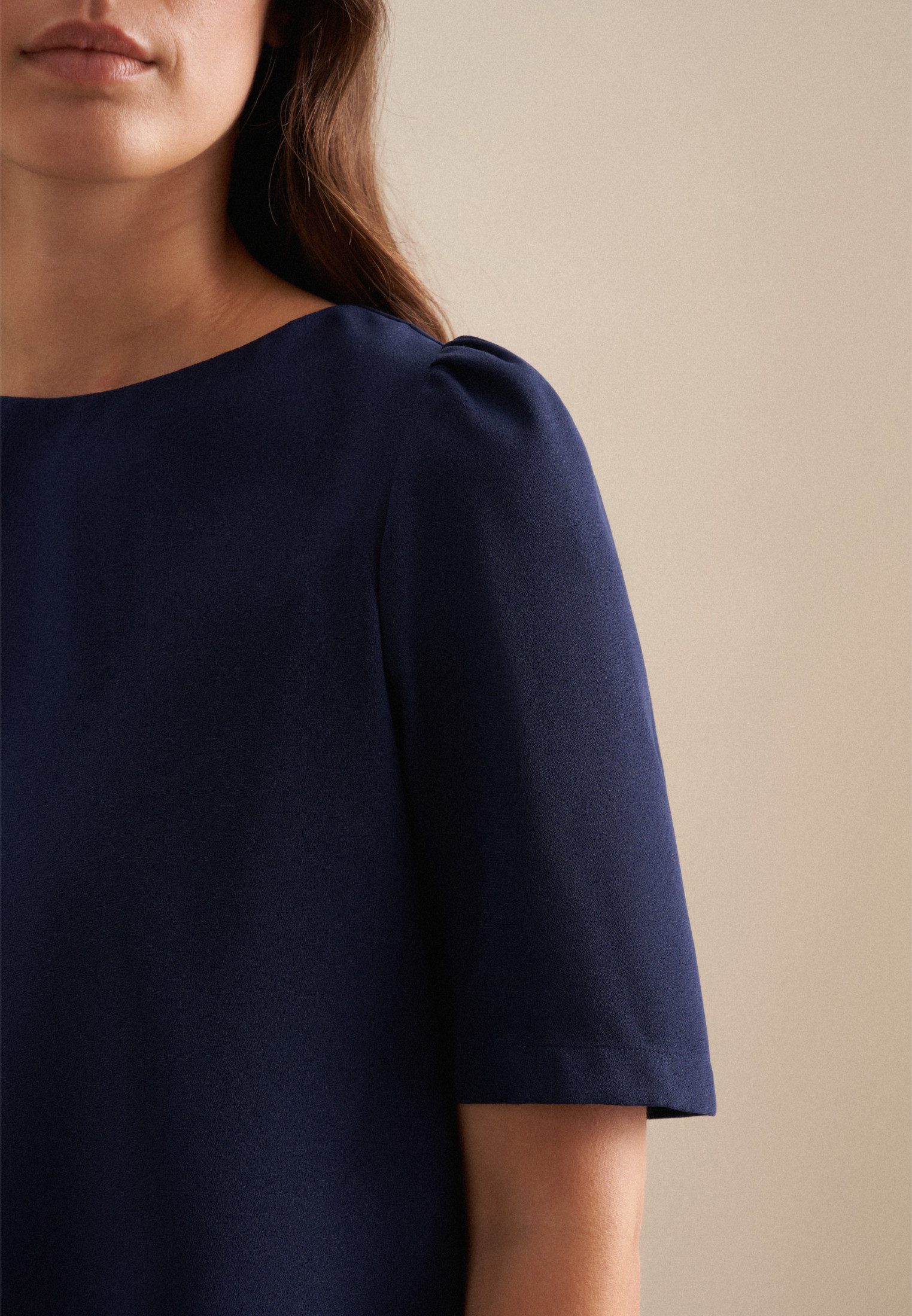 seidensticker Shirtblouse Zwarte roos Korte mouwen onderzeeër uni