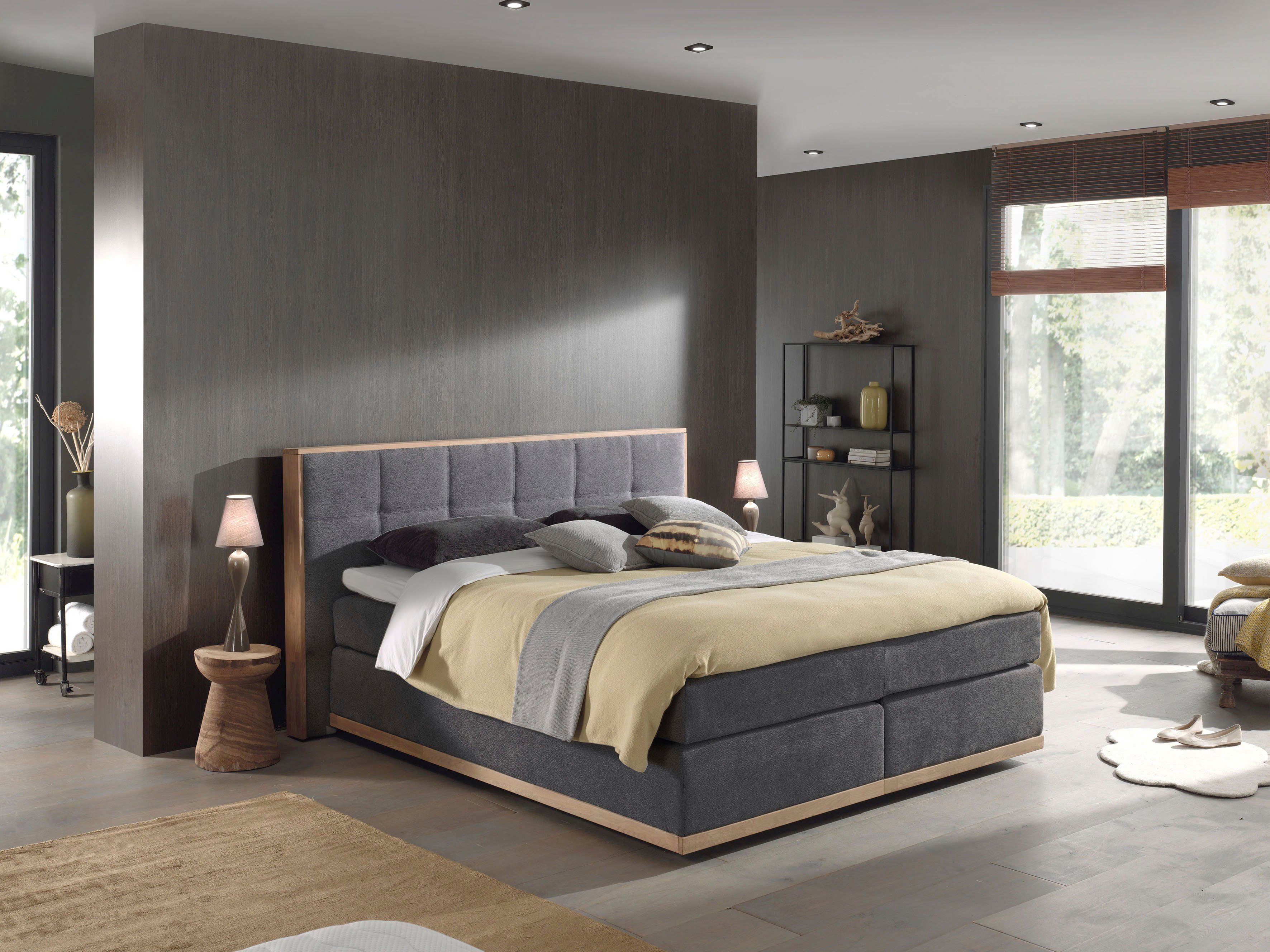 Places of Style Boxspring Vinton van massief eiken, verschillende hardheden (ook h4) (5-delig)