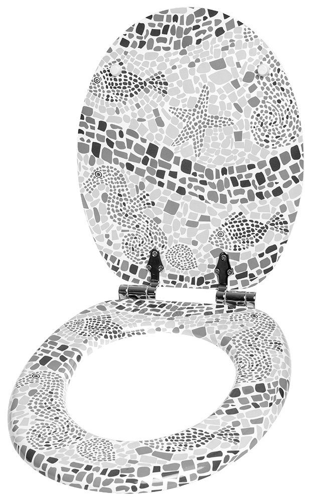 Sanilo Toiletzitting Mosaic World Grey met soft-closemechanisme