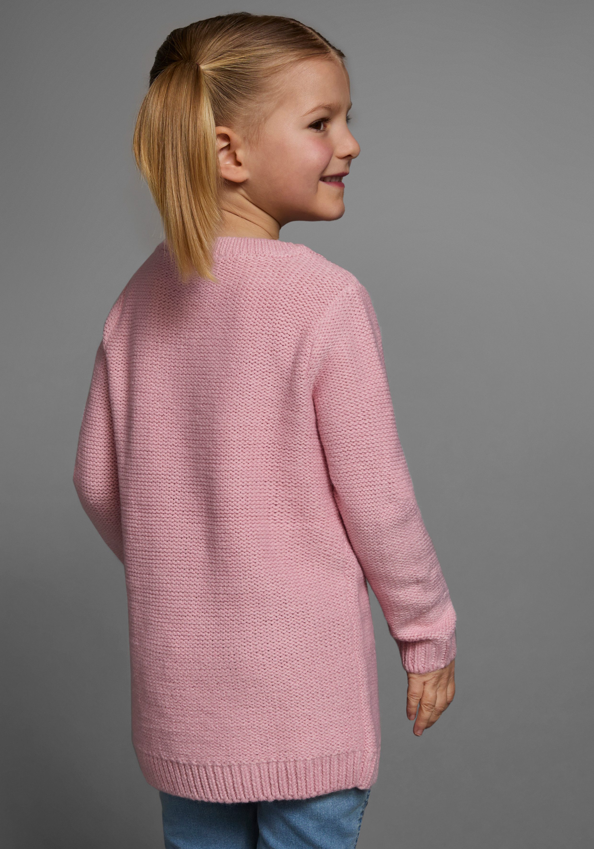 KIDSWORLD Gebreide trui Long sweater with heart pattern for little girls