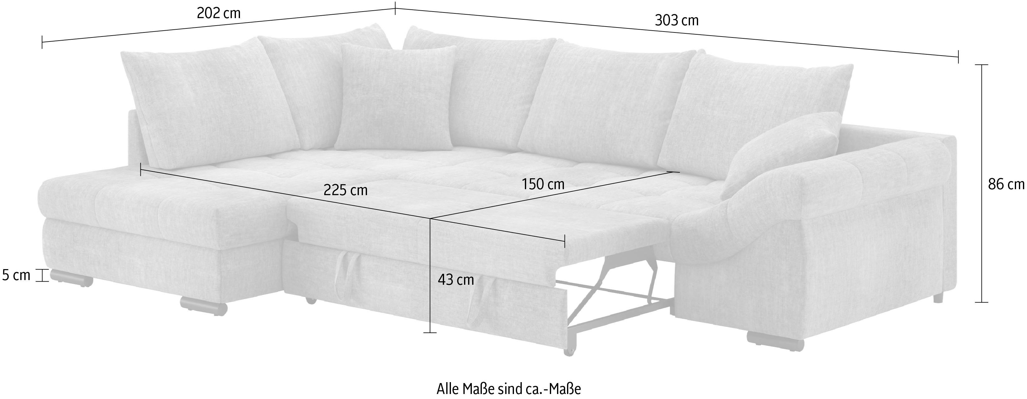 Mr. Couch Hoekbank Allegro DuraFlex, L-vorm Hochschläfer beduitbreiding, koudschuimvering, tot 140 kg belastbaar