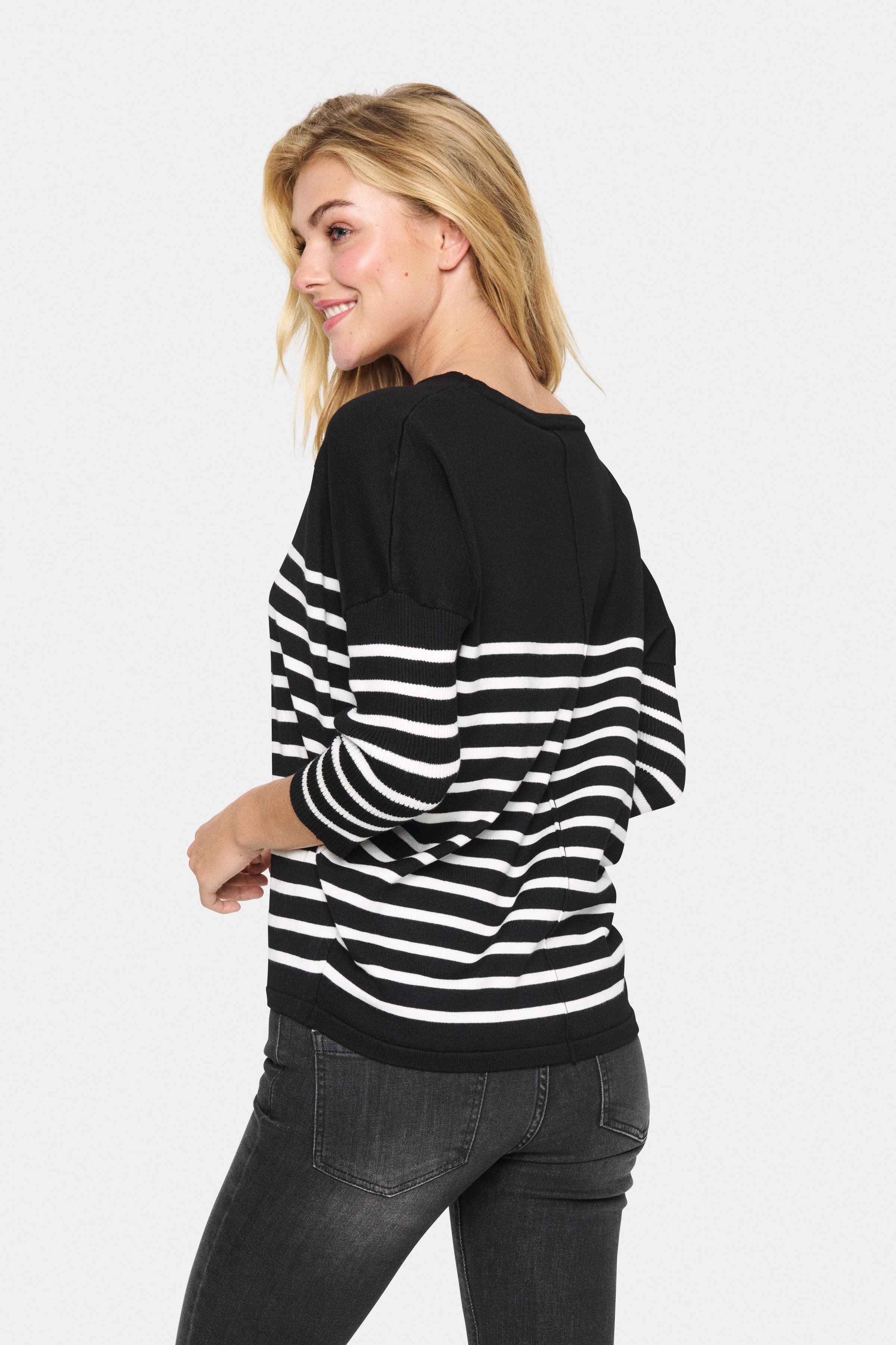 Saint Tropez Gebreide trui MilaSZ R-neck Stripe