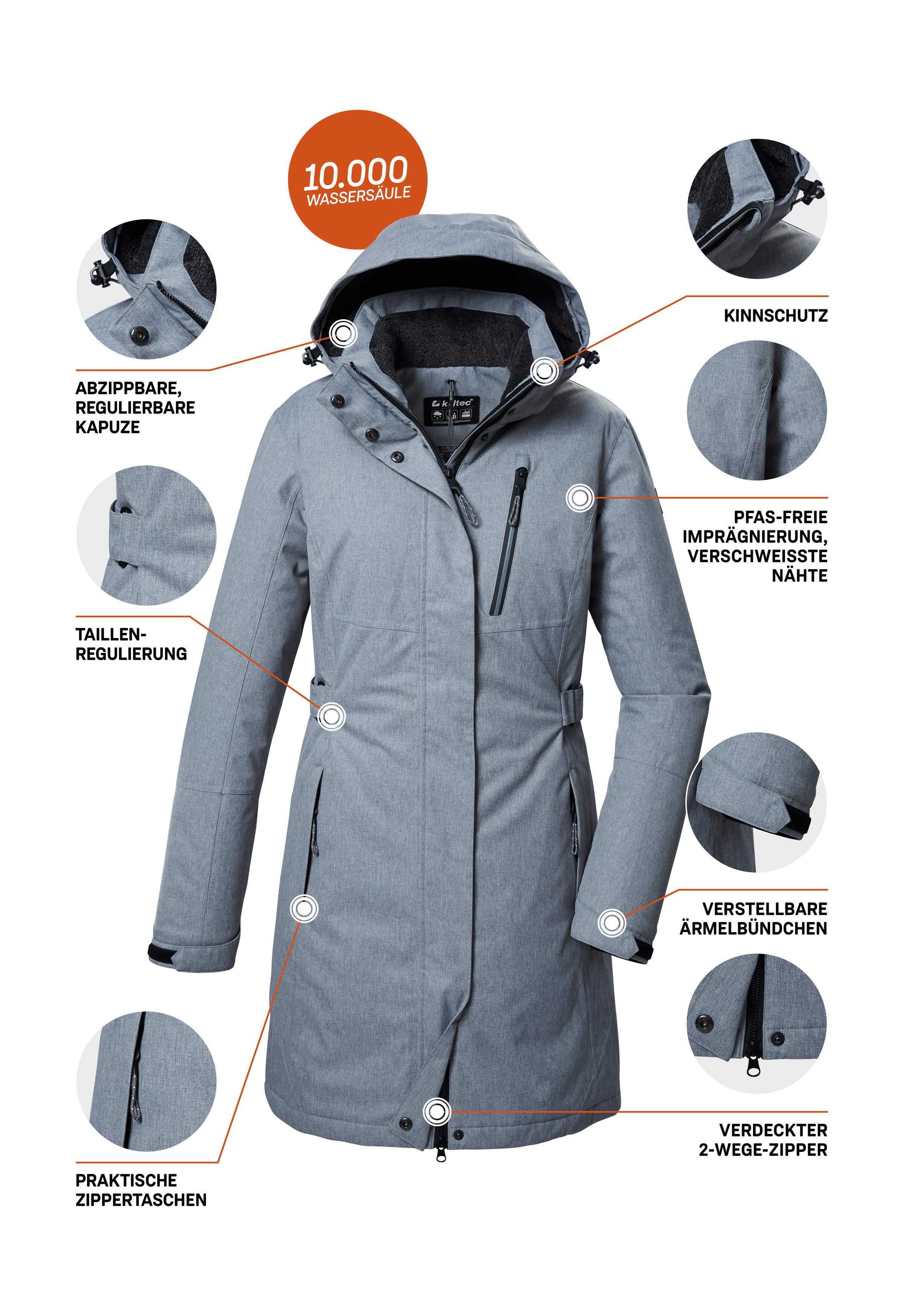 Killtec Parka KOW 303 WMN PRK Waterdichte, ademende damesparka met afneembare capuchon