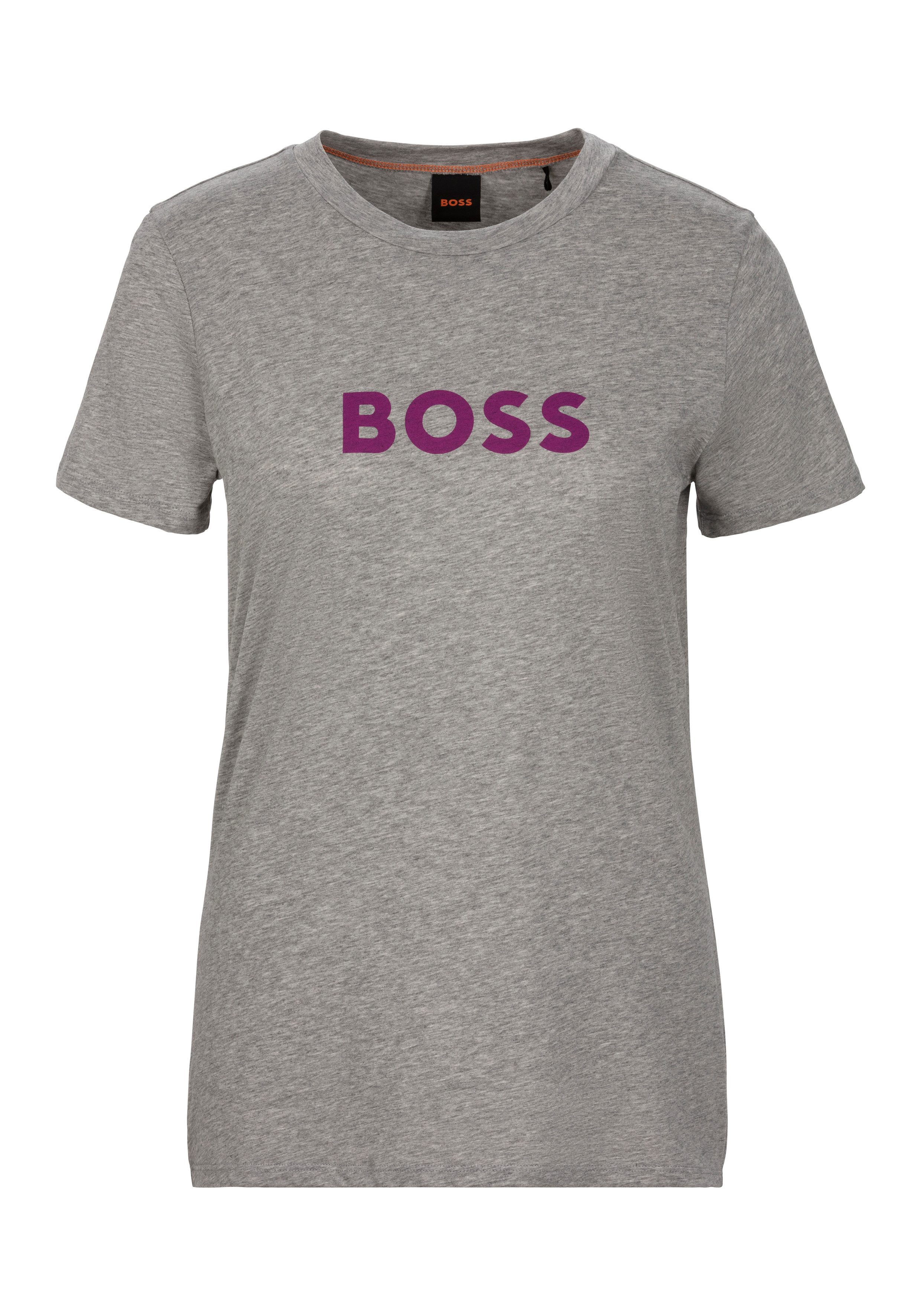 Boss Orange T-shirt met contrasterende gekleurde boss print dames t-shirts maat L grijs