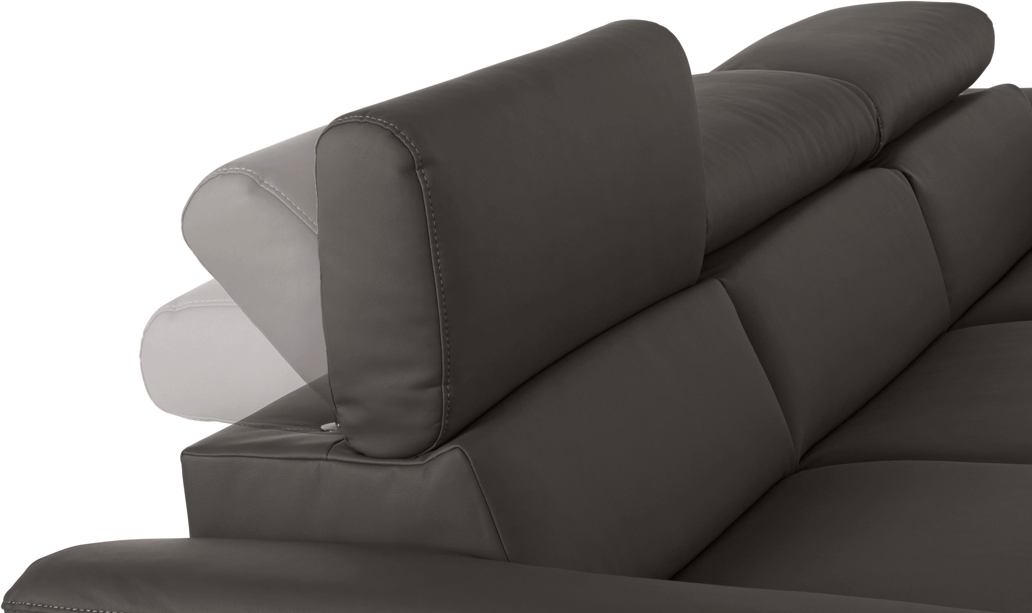 COTTA Hoekbank Komaris L-vorm met hoofdeindeverstelling keuze met bedfunctie, bedlade & verlichting