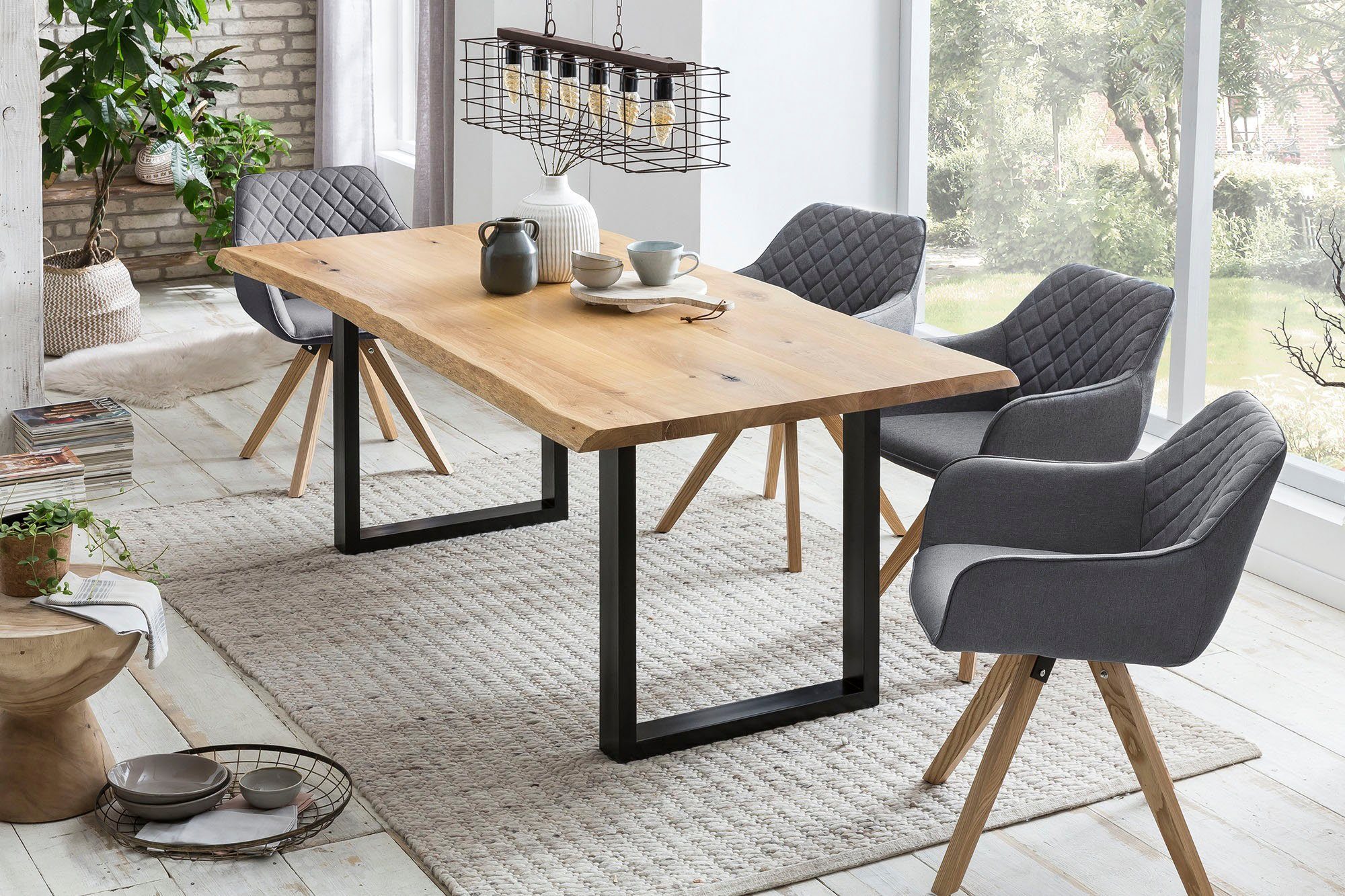 SalesFever Eetkamerstoel met diamantvormig stiksel op de rugleuning (set, 2 stuks)