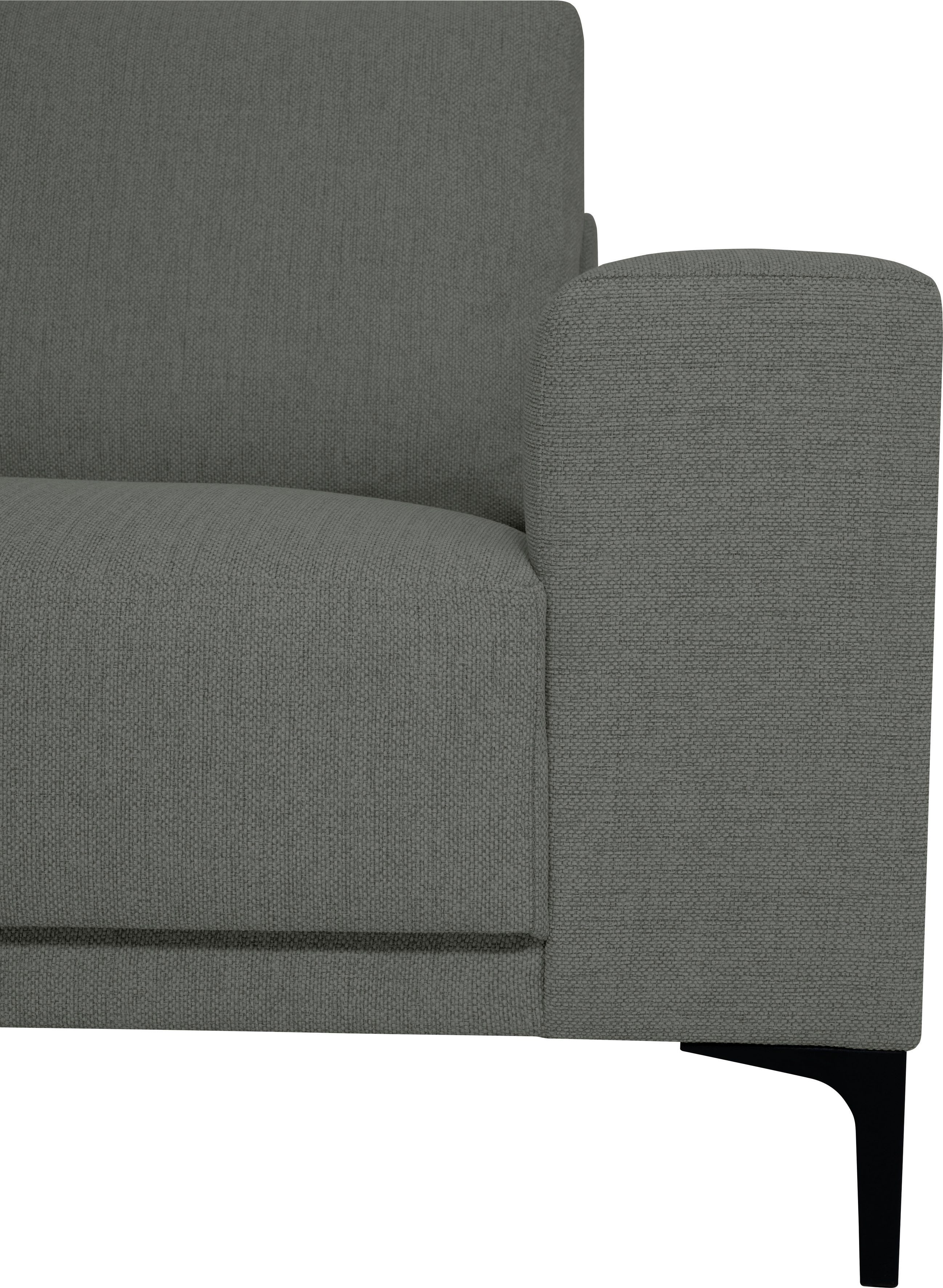 Places of Style Hoekbank Xander, L-model, Breedte 289 cm, geweven stof, soft-touch chenille, zwarte metalen voeten