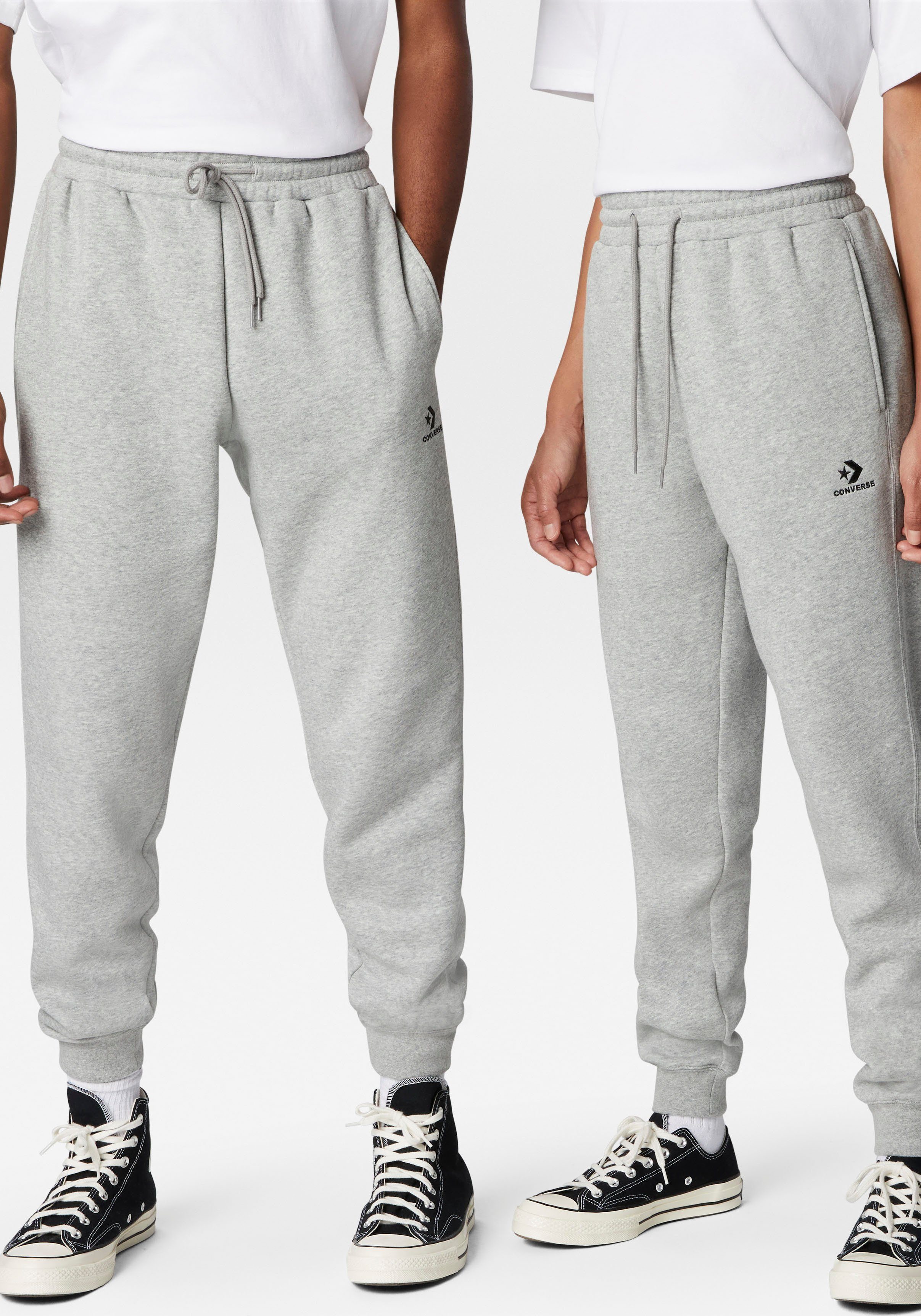 Converse Joggingbroek GO-TO EMBROIDERED STAR CHEVRON BRUSHED BACK FLEECE SWEATPANT (1-delig) heren joggingbroeken maat M grijs