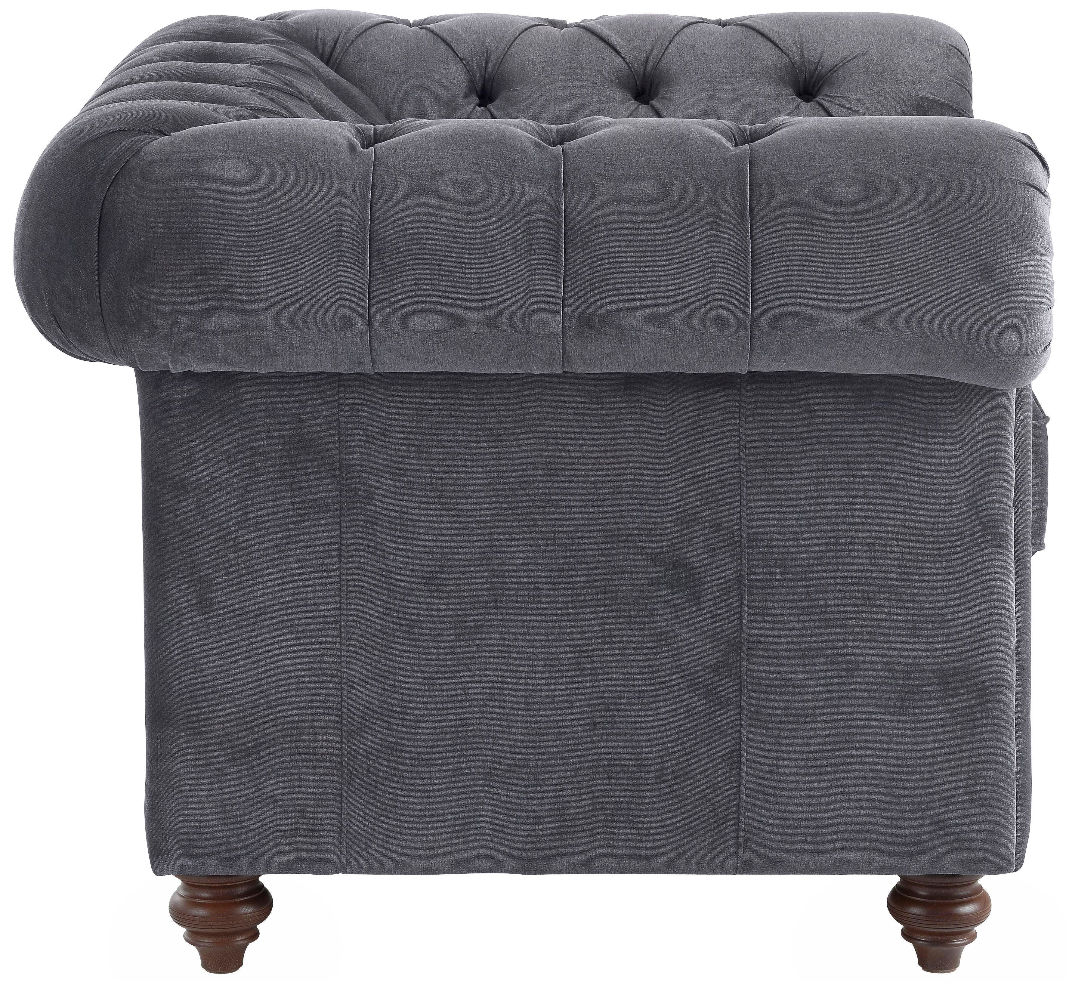 Home affaire Fauteuil Chesterfield B/D/H: 105/69/74 cm met hoogwaardige knoopdetails, ook in leer