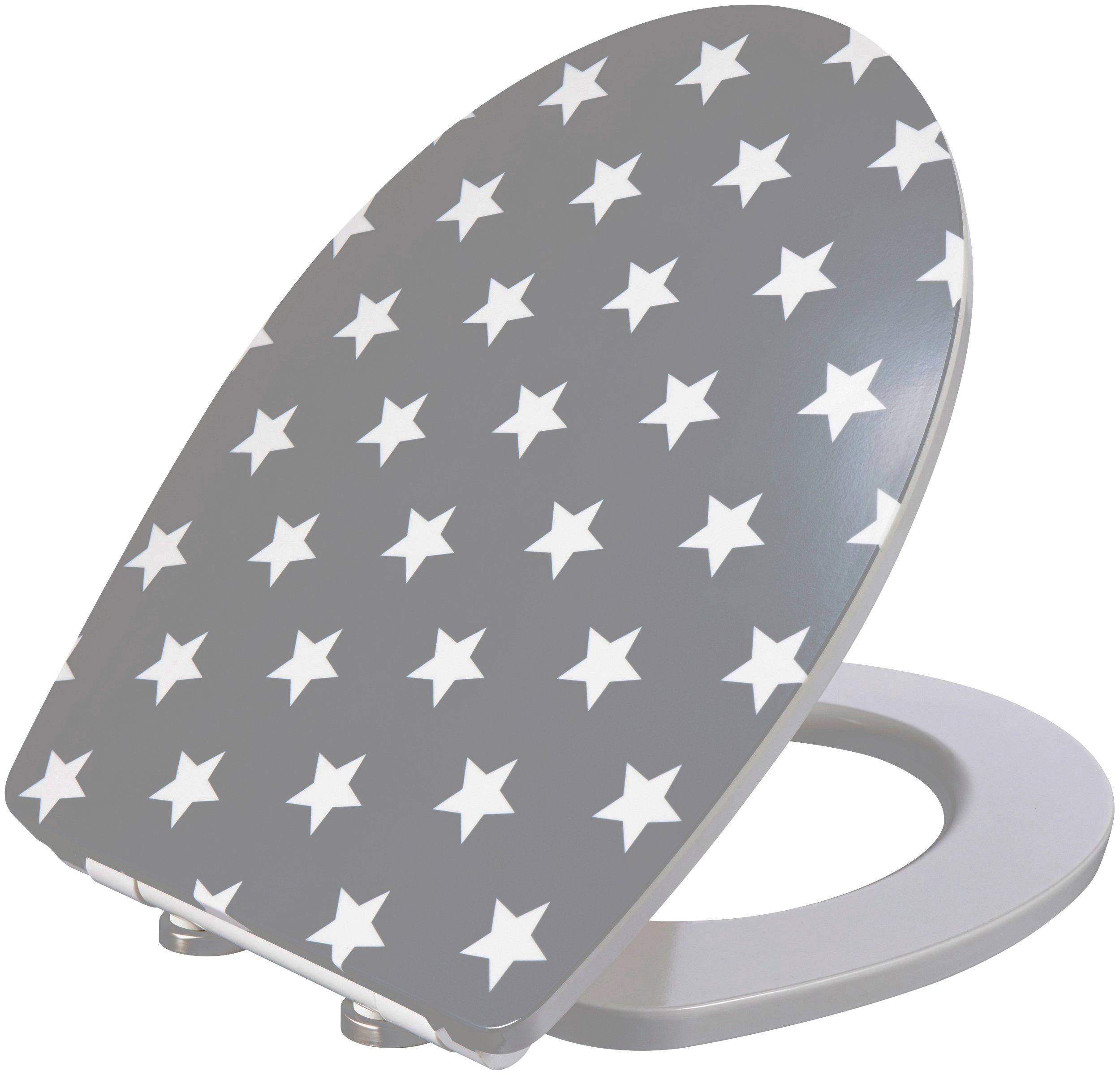 ADOB Toiletzitting Stars Soft-closemechanisme, voor het schoonmaken met één druk op de knop afneembaar