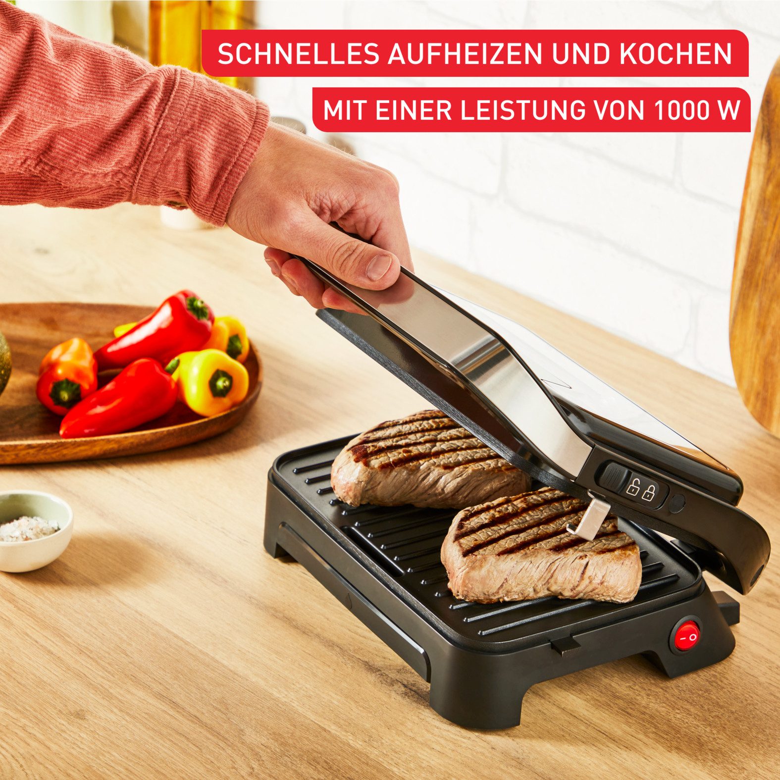 Tefal Contactgrill Inicio Compact, 2-in-1 Panini /Grill, antihaftbeschichtetete Platten