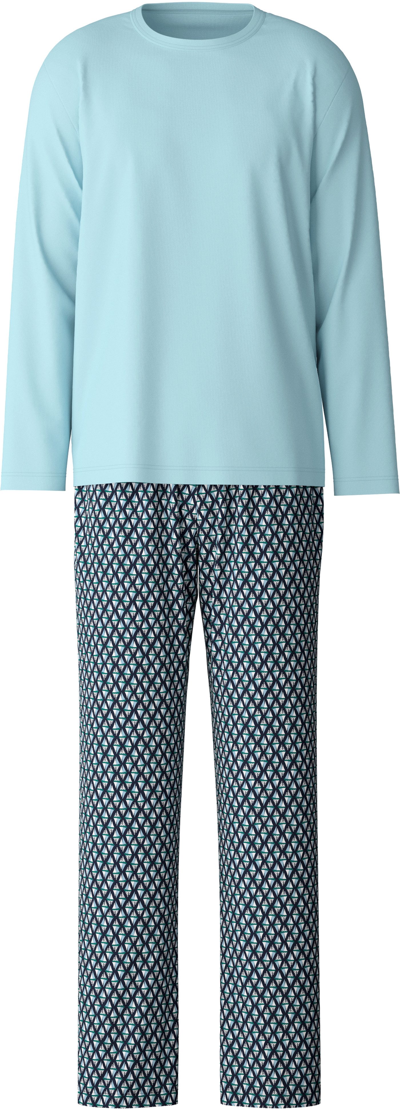 CALIDA Pyjama Relax Streamline 2 Langarm-shirt met afgewerkte ronde halslijn (2-delig)