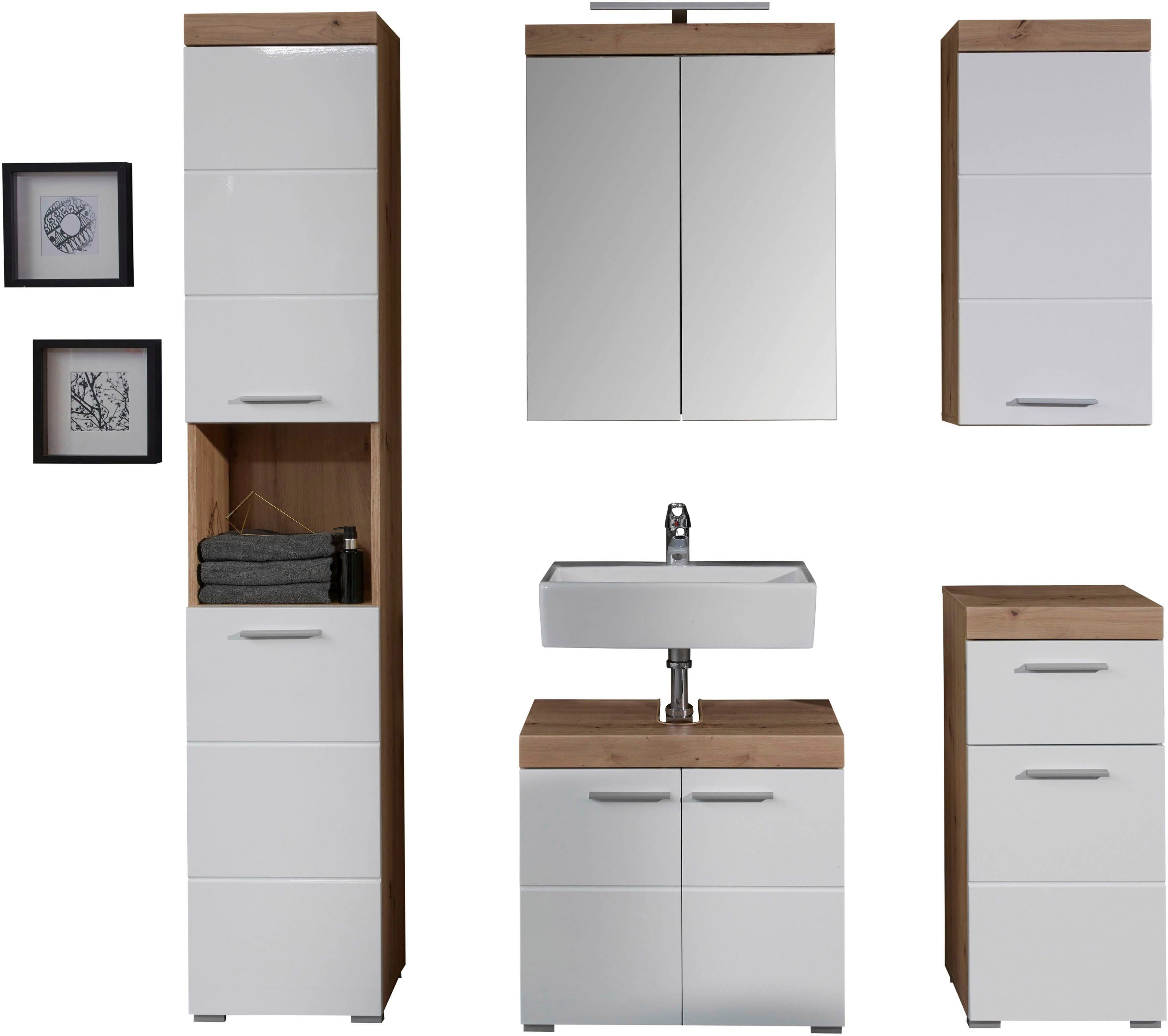 INOSIGN Hoge kast Avena Badkamer hoge kast met open vak, 2 deuren en 2 planken