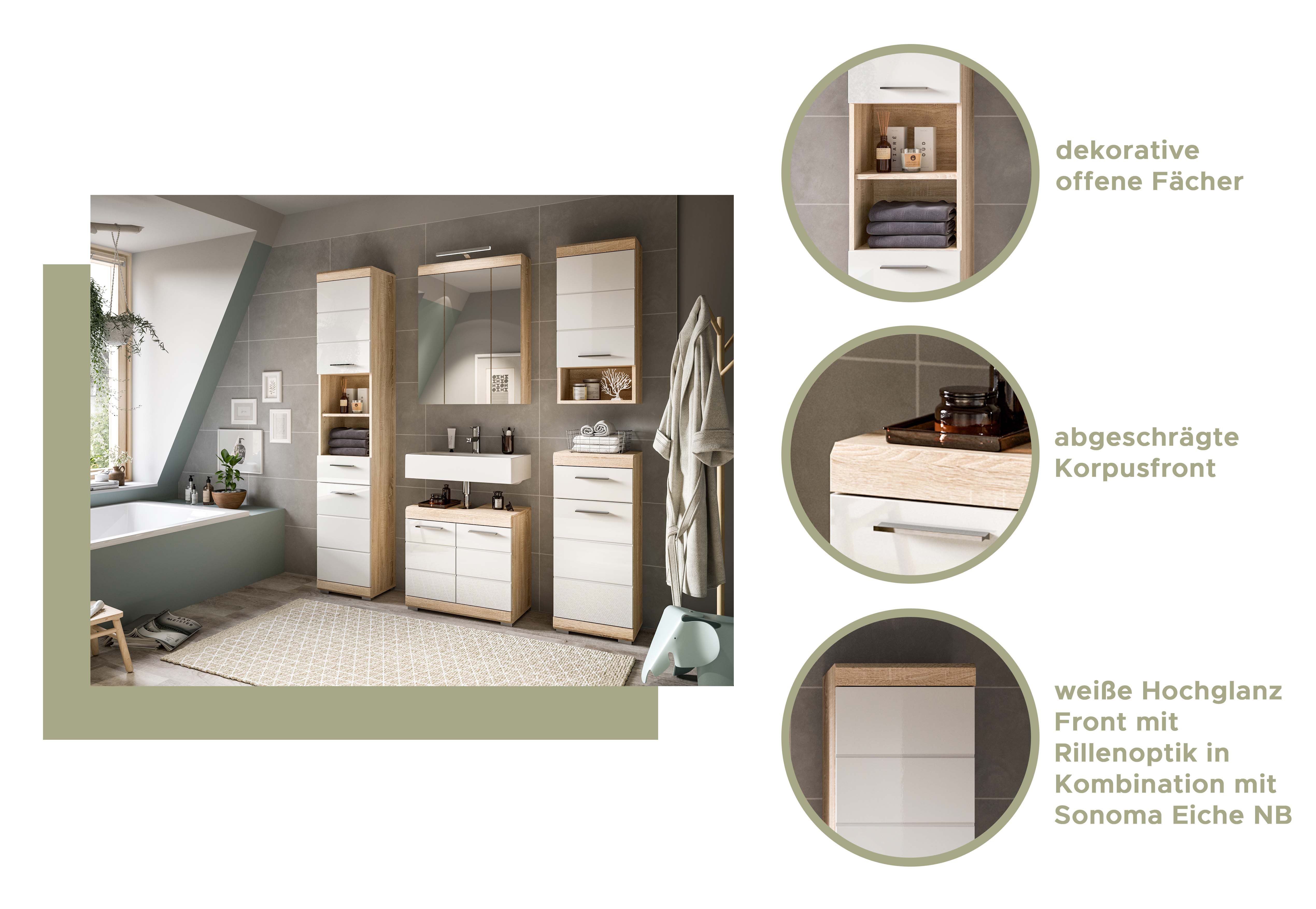 INOSIGN Wastafelonderkast Siena, breedte 60 cm, 2 deuren, 2 vakken, met sifonaansluiting, MDF-front in verschillende kleuren verkrijgbaar, badkamermeubels, badkamerkast, commode, badkamer (1 stuk)