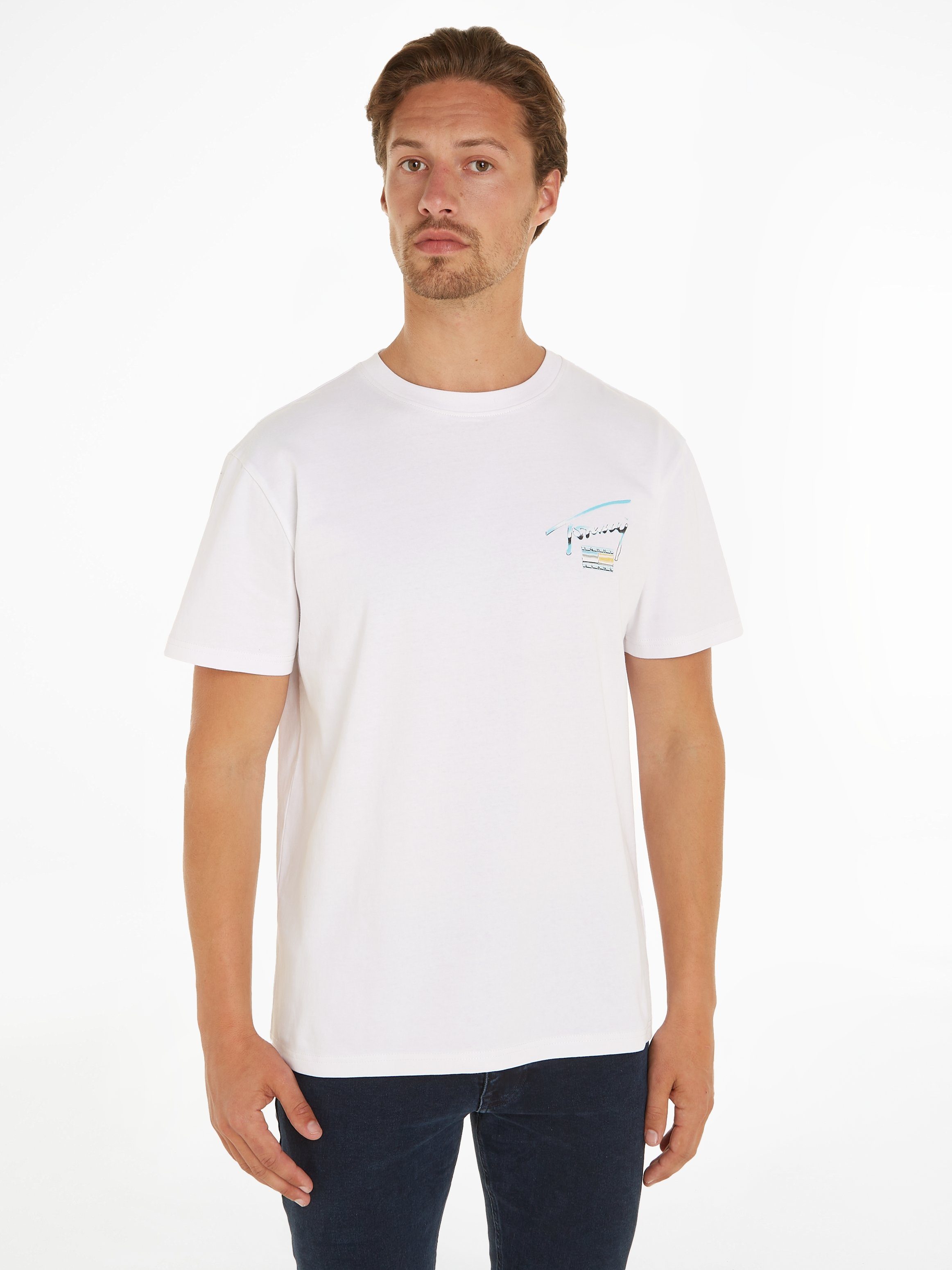 Tommy Jeans Heren Wit Logo Metallic T-shirt White Heren