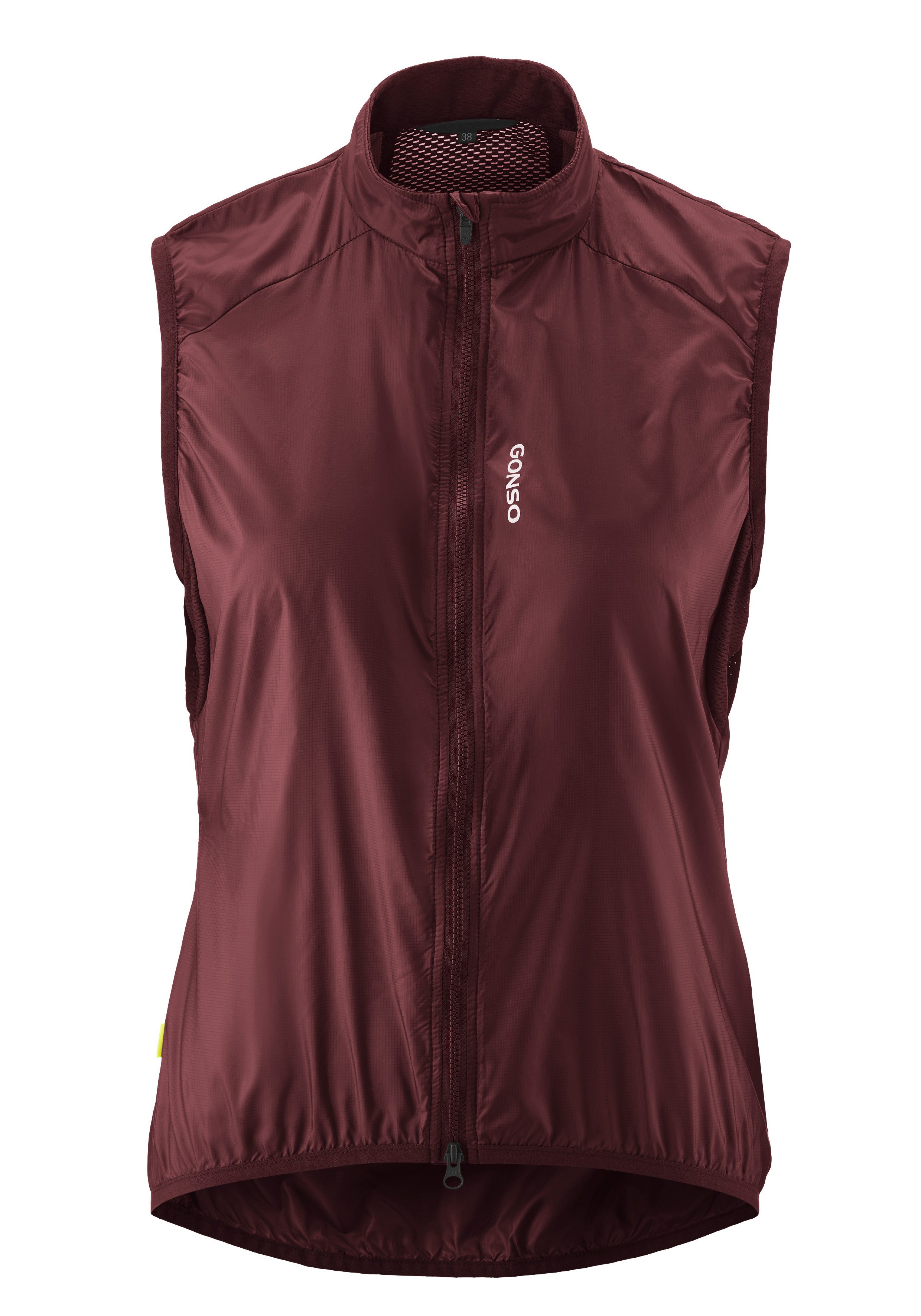 Gonso Functionele bodywarmer Road Vest Wind W Dames vest, ademend fietsvest, lichte windvest, tight fit dames gilets maat 42 bruin