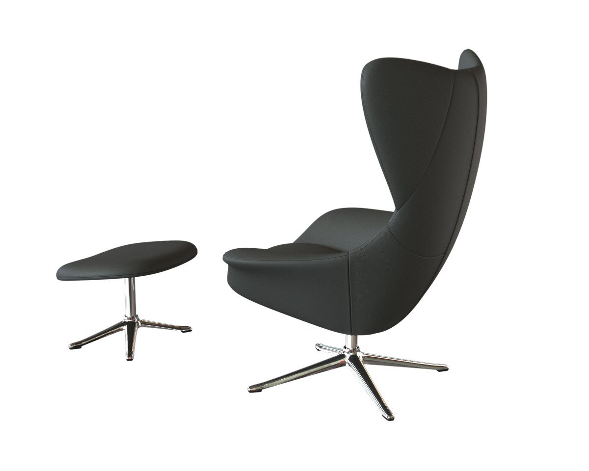 FLEXLUX Oorfauteuil Stilo relaxstoel, TV-stoel Solitaire, stijlicoon, draaibaar, aluminium basis