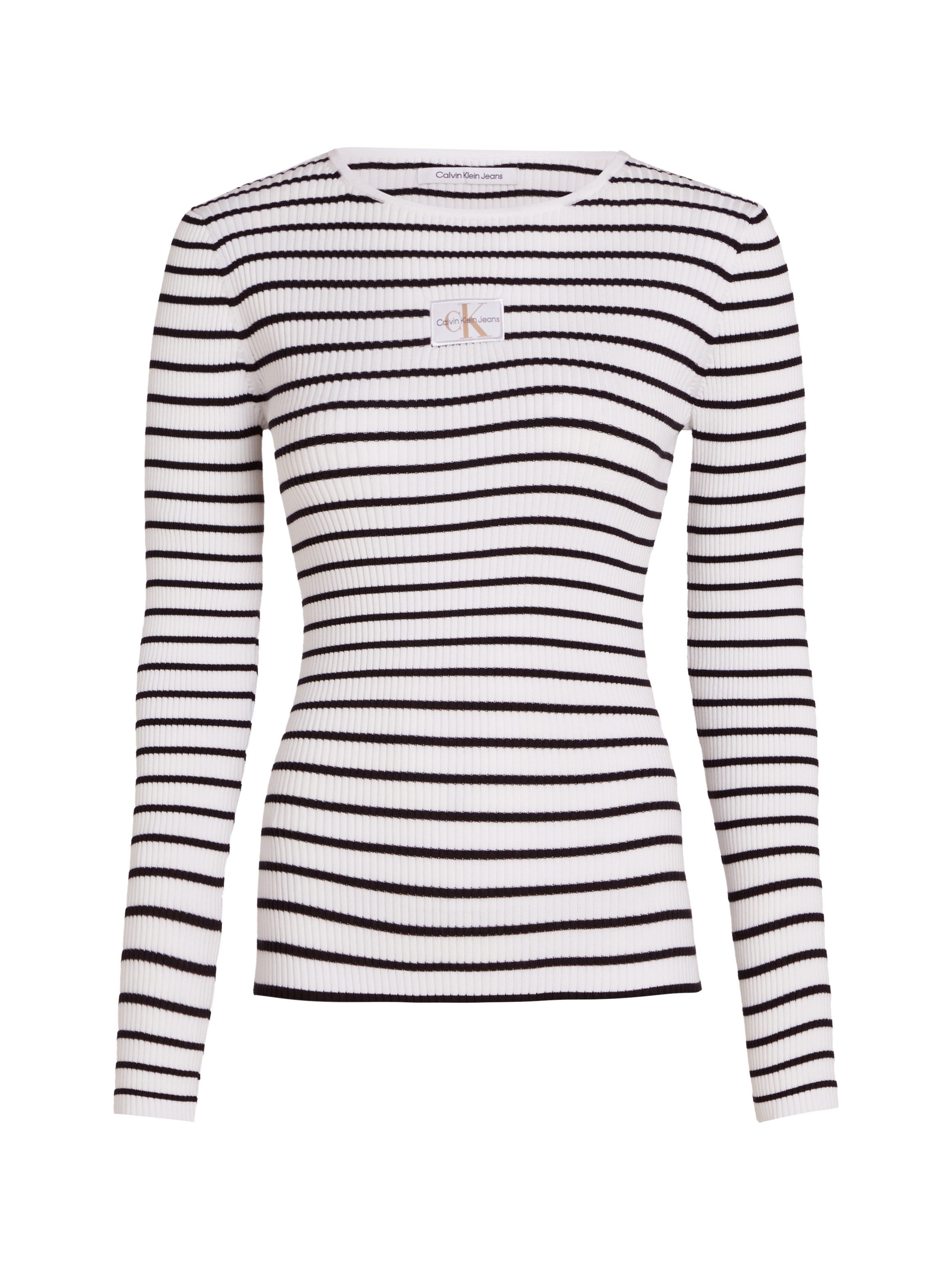 Calvin Klein Trui met ronde hals WOVEN LABEL TIGHT SWEATER