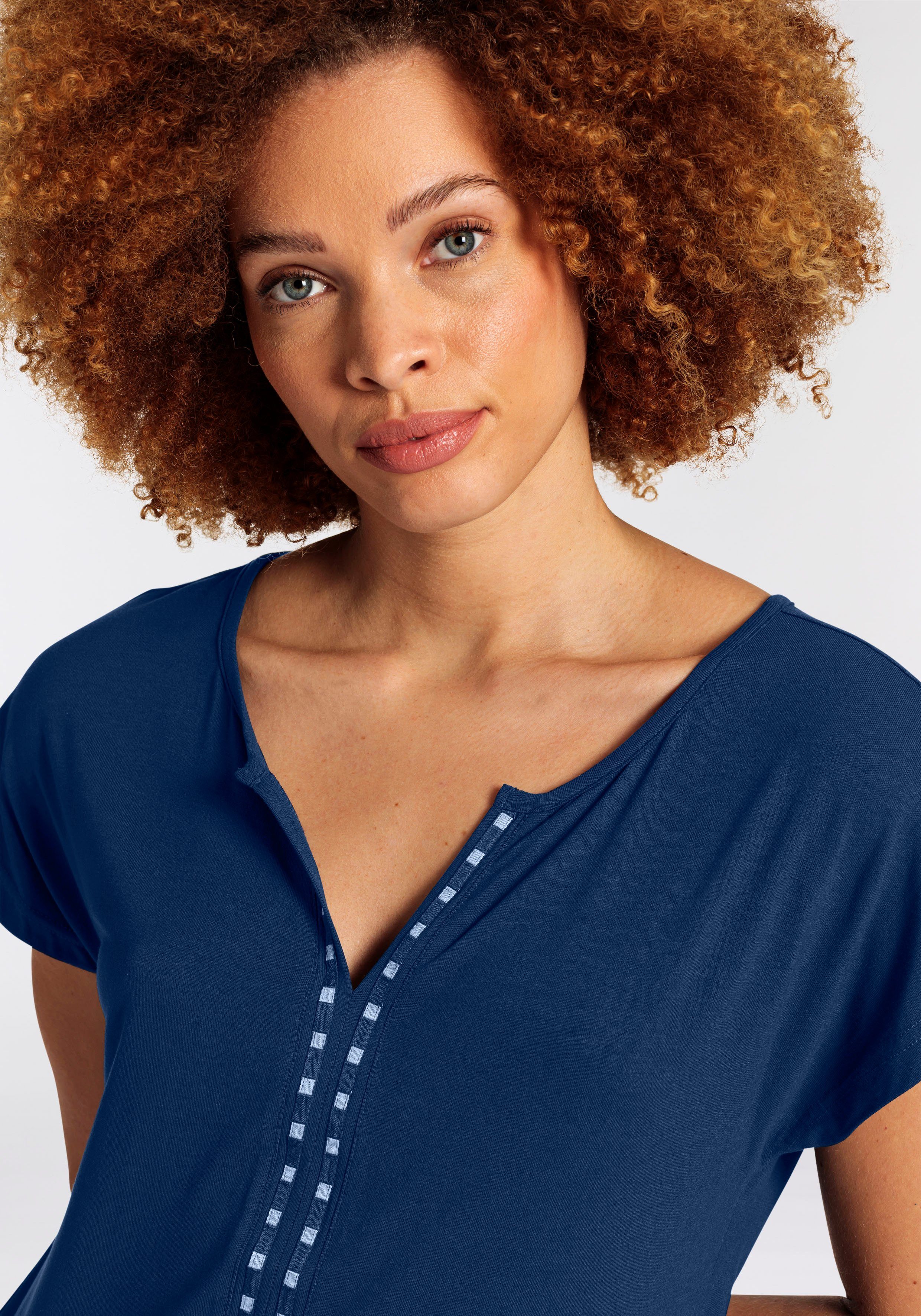 Boysen's Shirt met korte mouwen met gestreepte bies-applicatie - nieuwe collectie