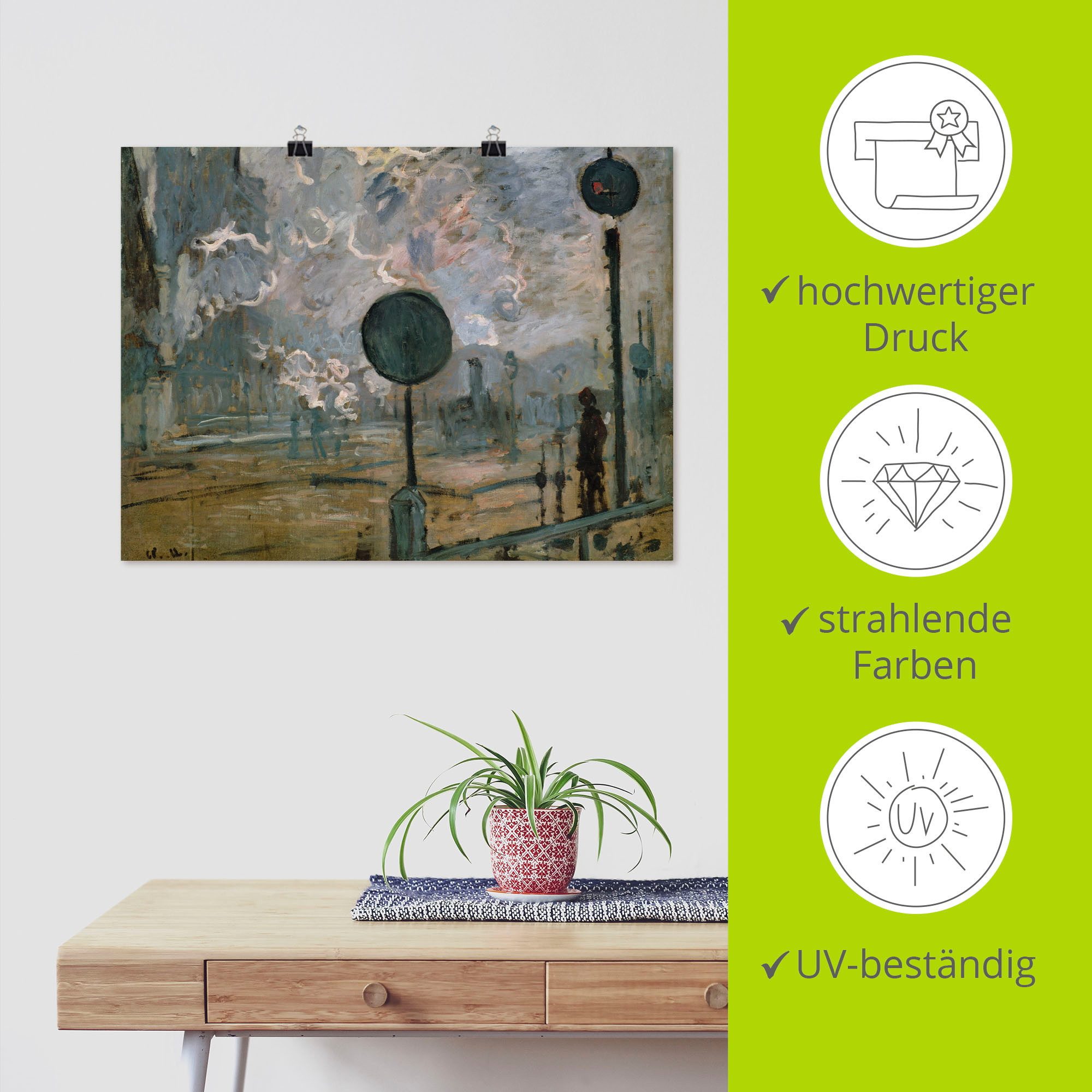 Artland Artprint Het station Saint-Lazare (Le Signal) als artprint op linnen, muursticker of poster in verschillende maten