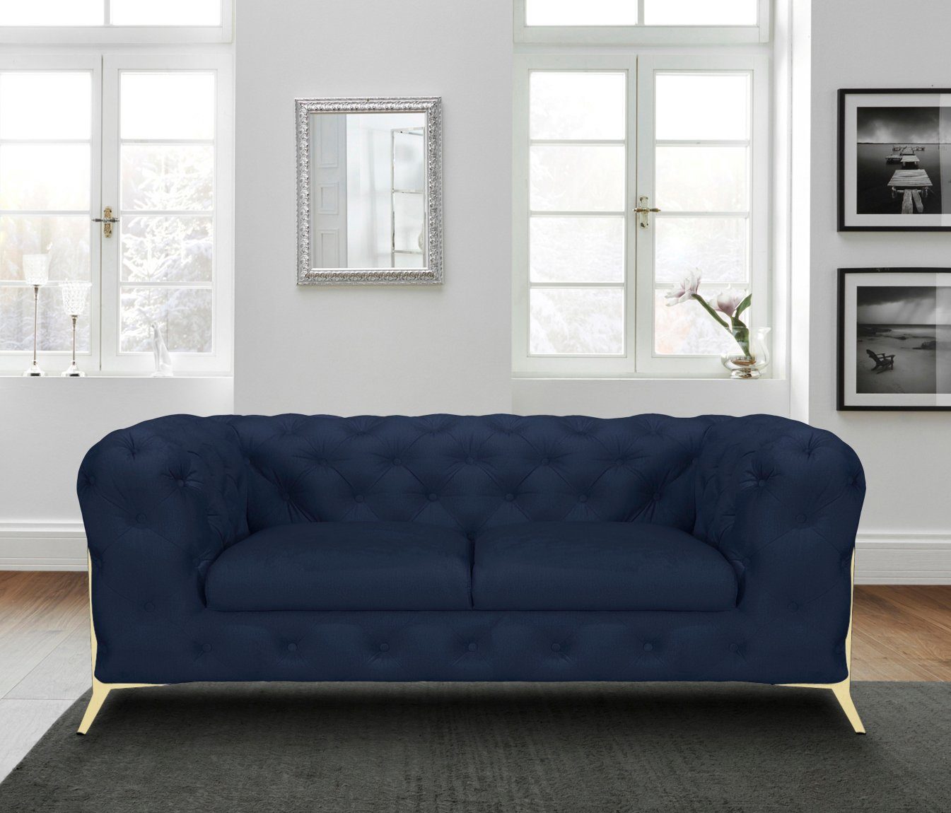 Leonique Chesterfield-bank Amaury luxueuze capitonnage, moderne chesterfield look, kleur van de poten ter keuze
