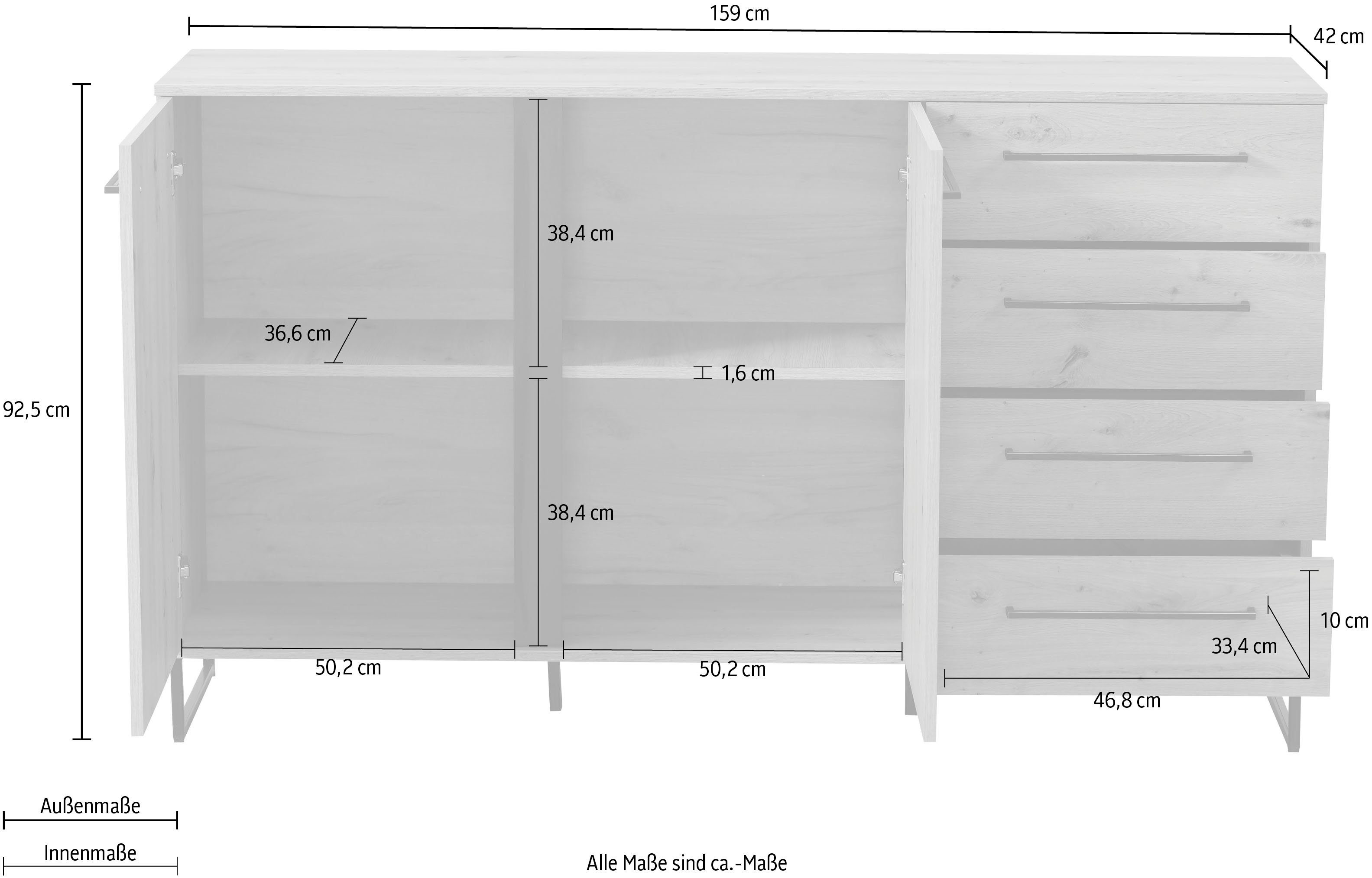 INOSIGN Dressoir SARDINIA Commode, Breedte ca. 159 cm